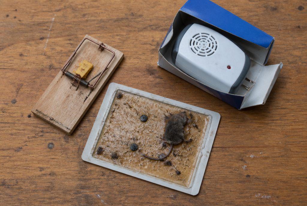 Wasted DIY pest control products: snap trap, glue trap, ultrasonic plug-in