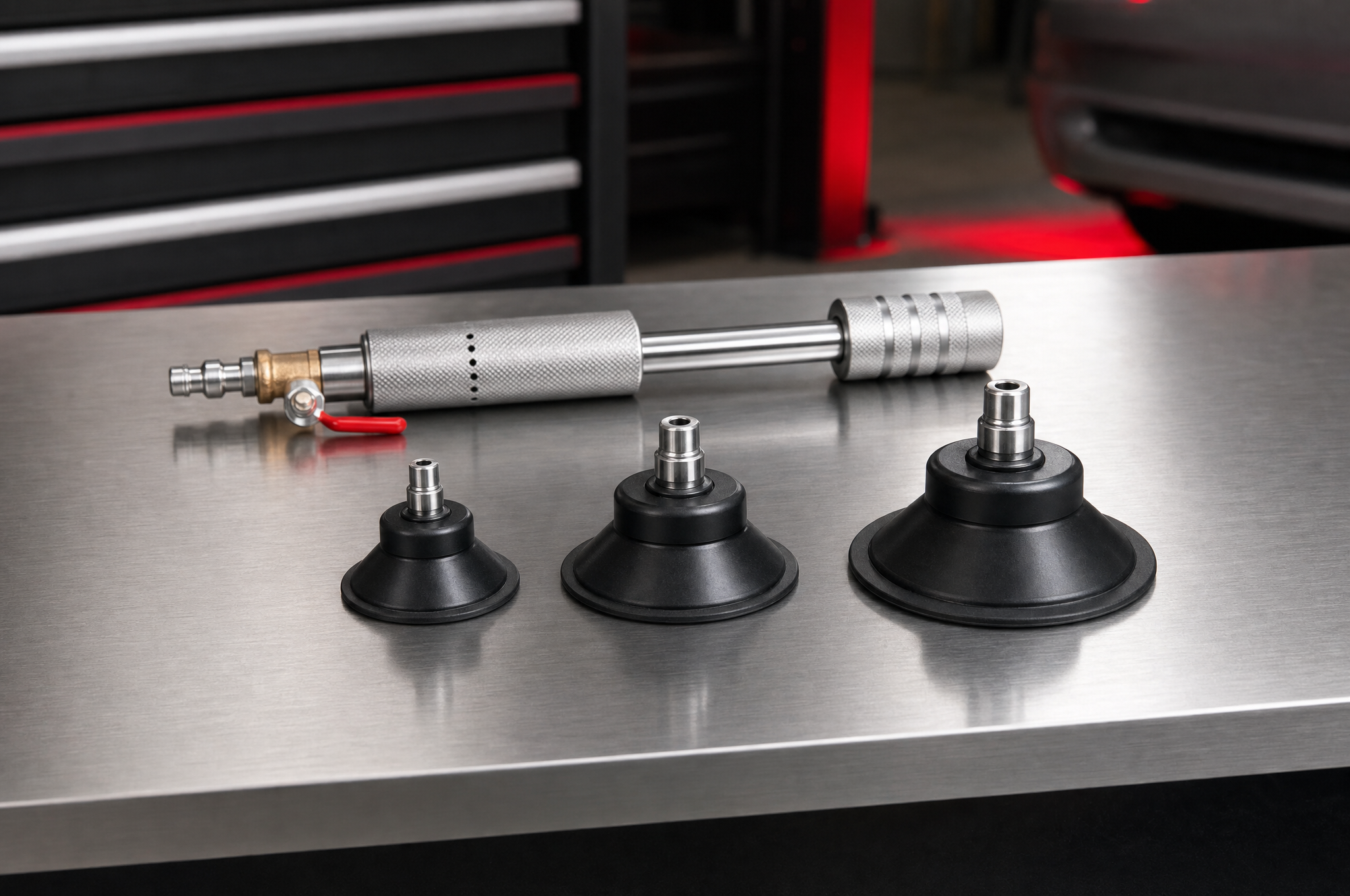 All three suction cup sizes with the all-metal puller body