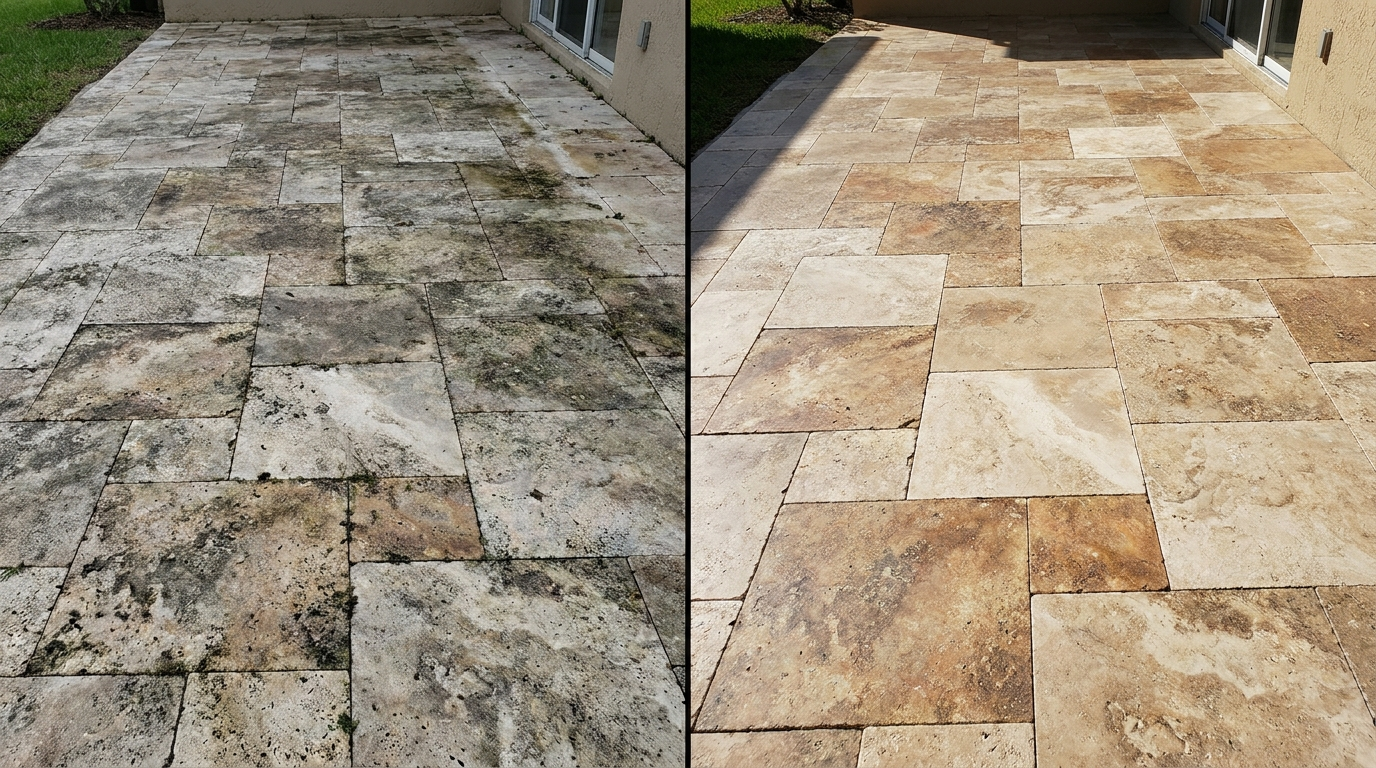 Travertine before and after
