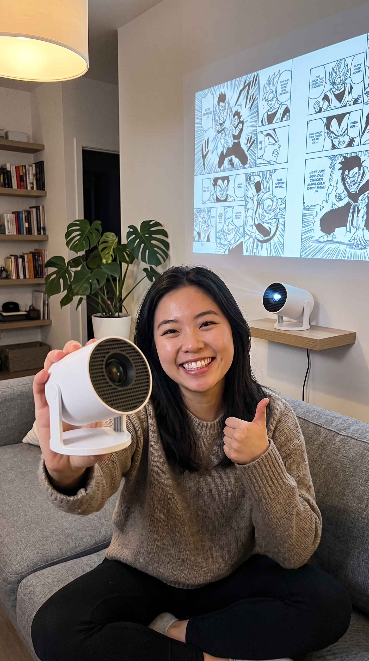 Customer showing off CeilingManga projector