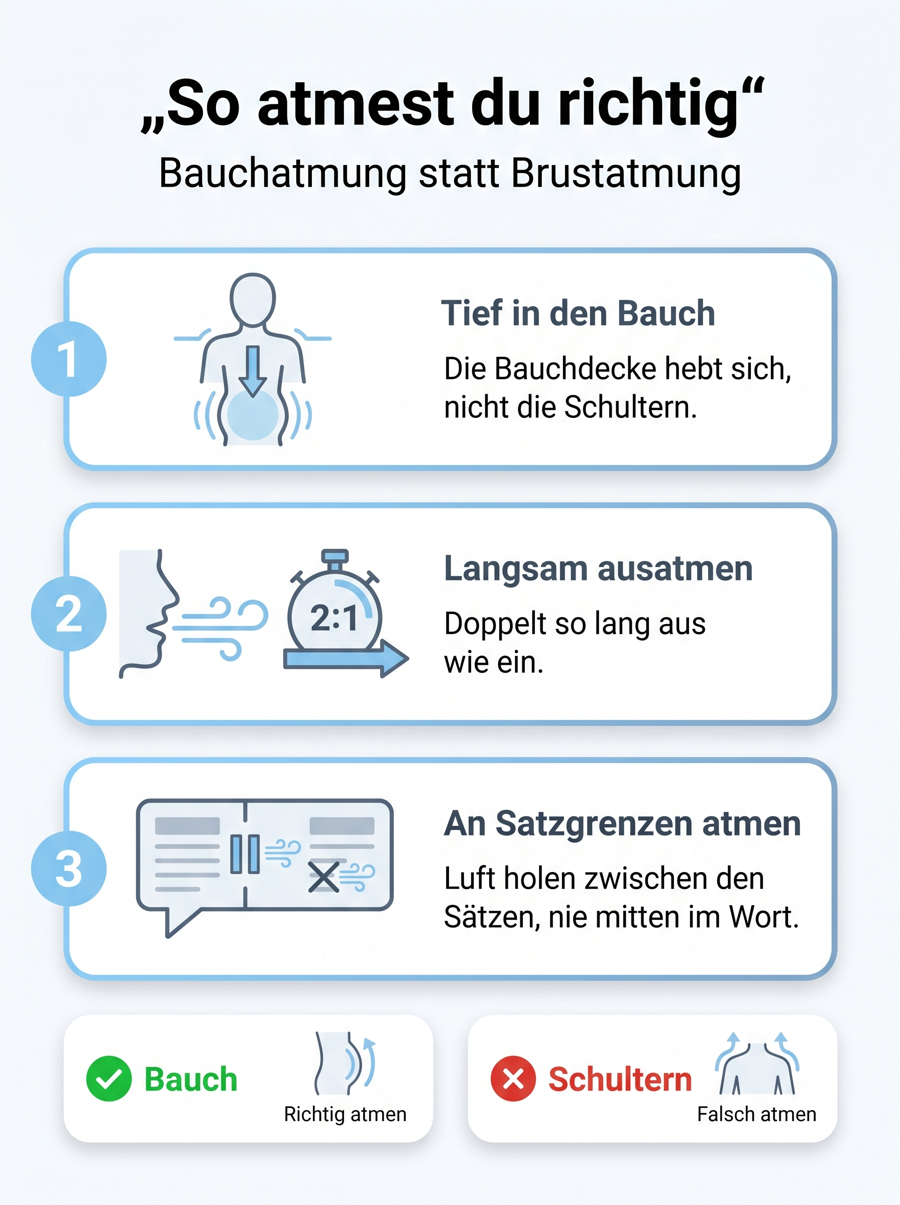 Erklärbild: So atmest du richtig – Bauch statt Brust