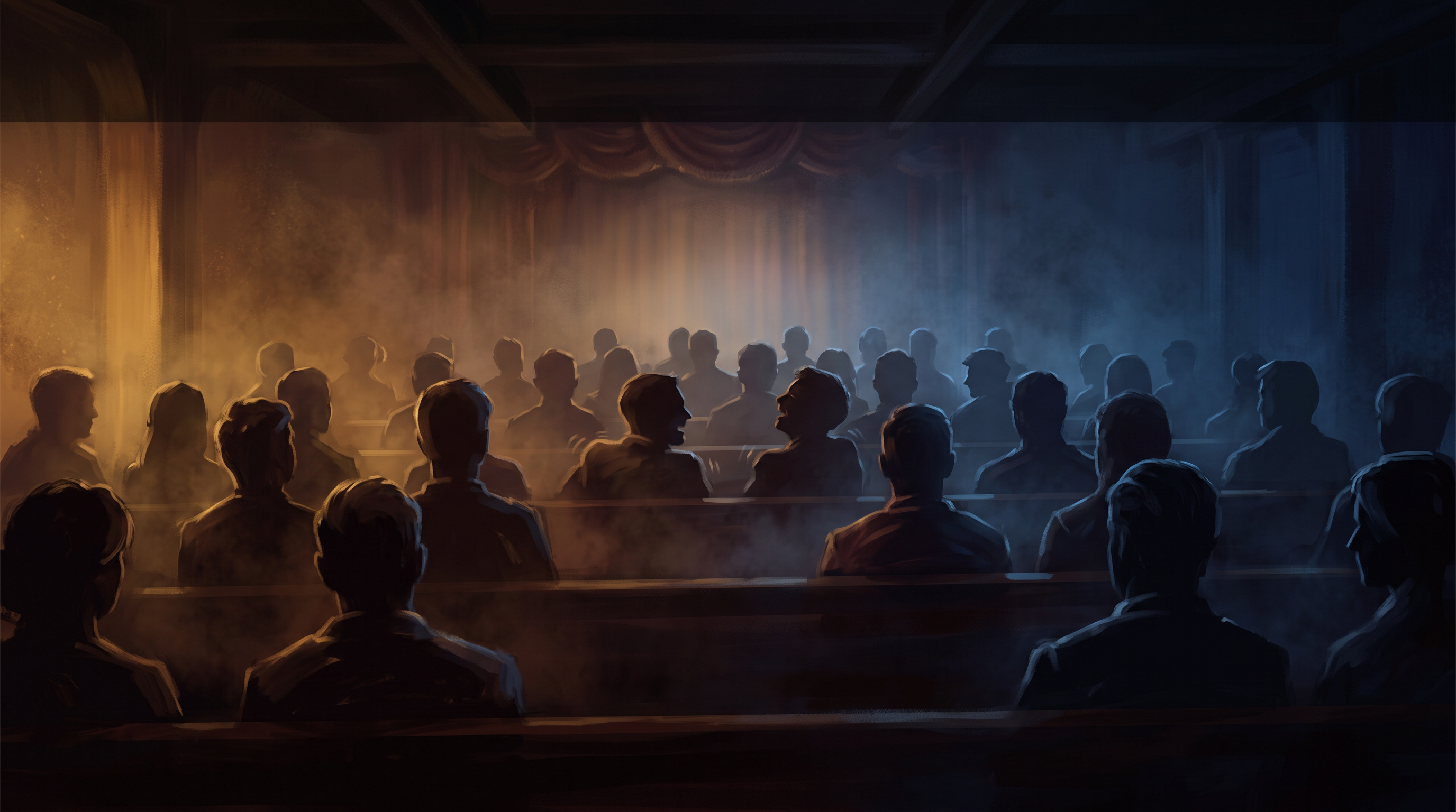 Der Saal in der halben Sekunde beim ernst und lustig Schreiben