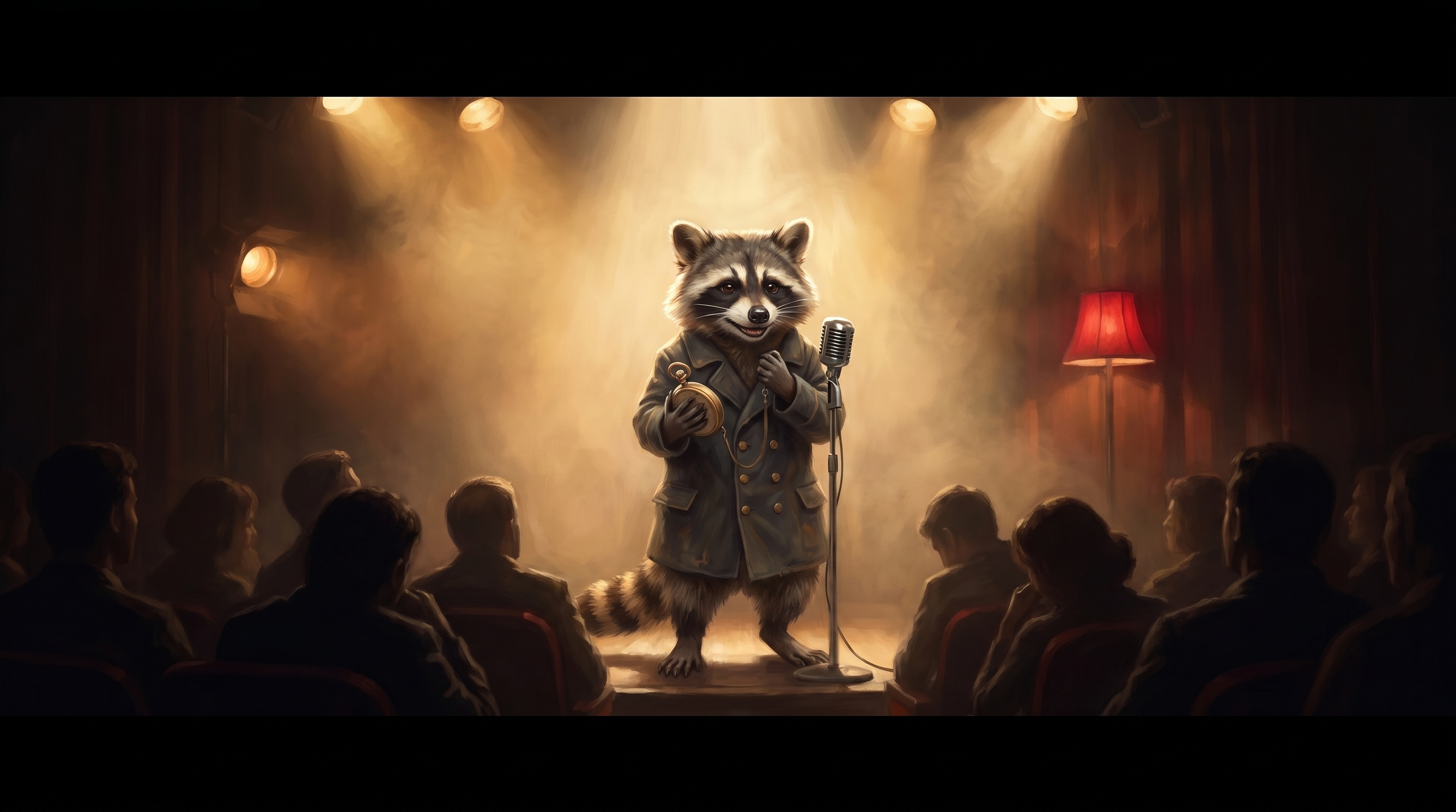 Ohne Poetry Slam Klischees auf der Bühne: der Waschbär steht ganz bei sich vor einem vollen Saal