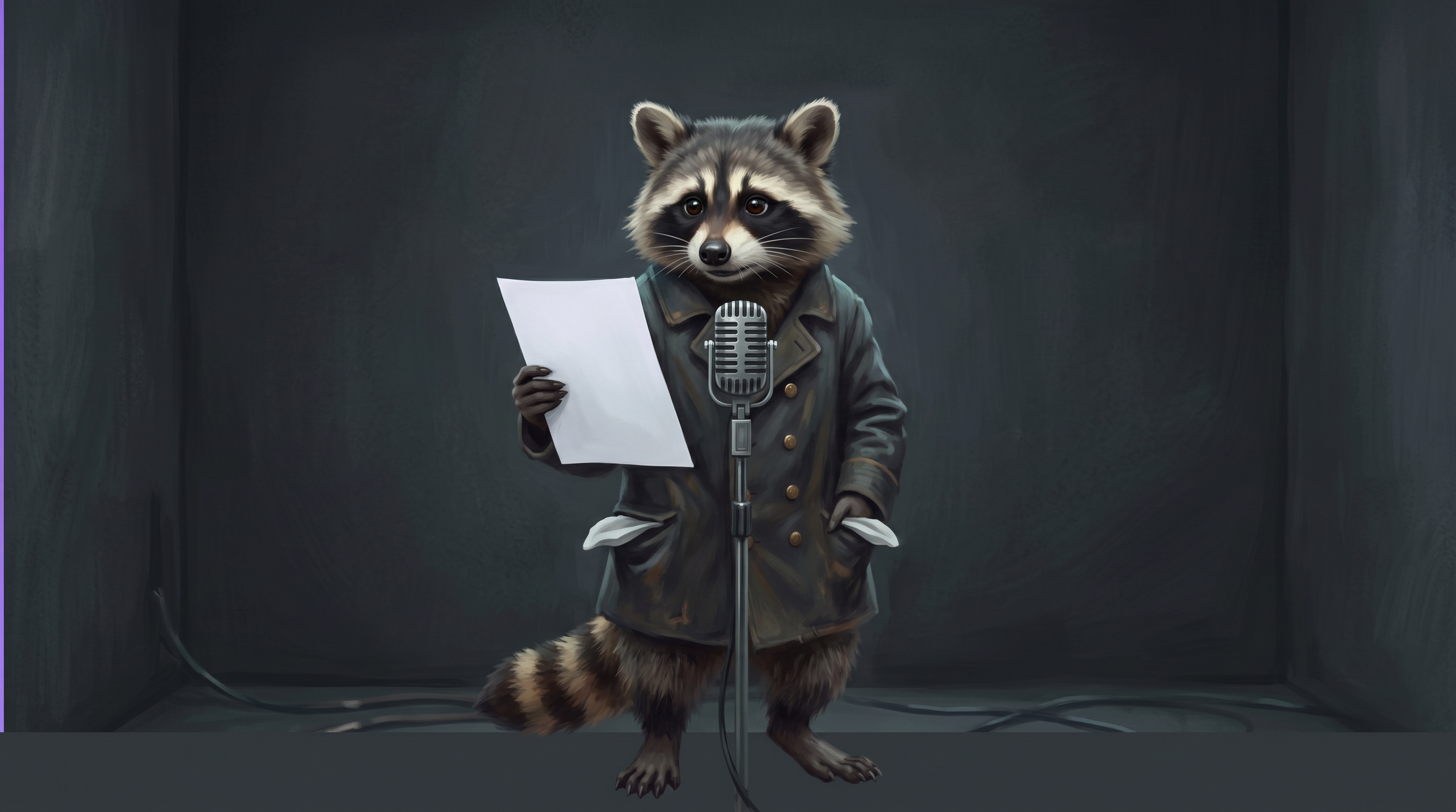 Ohne Repertoire aufbauen bleibt nur eine Option: der Waschbär steht mit einem einzigen Blatt am Mikrofon