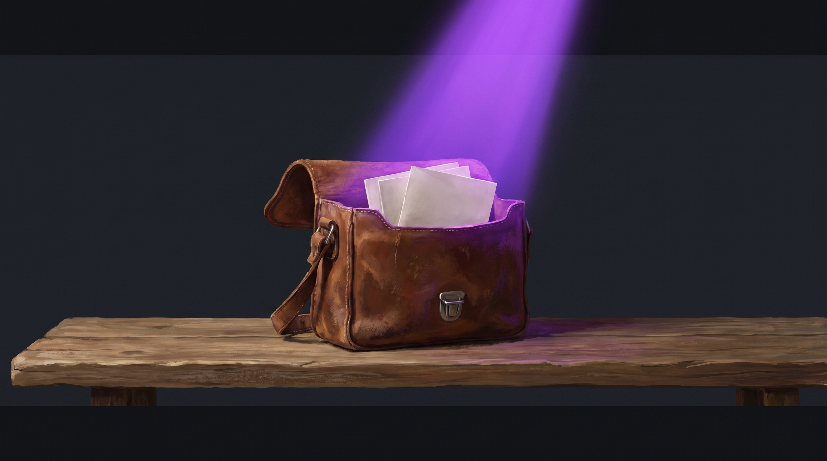Repertoire aufbauen heißt vorbereitet sein: eine offene Ledertasche mit gefalteten Blättern