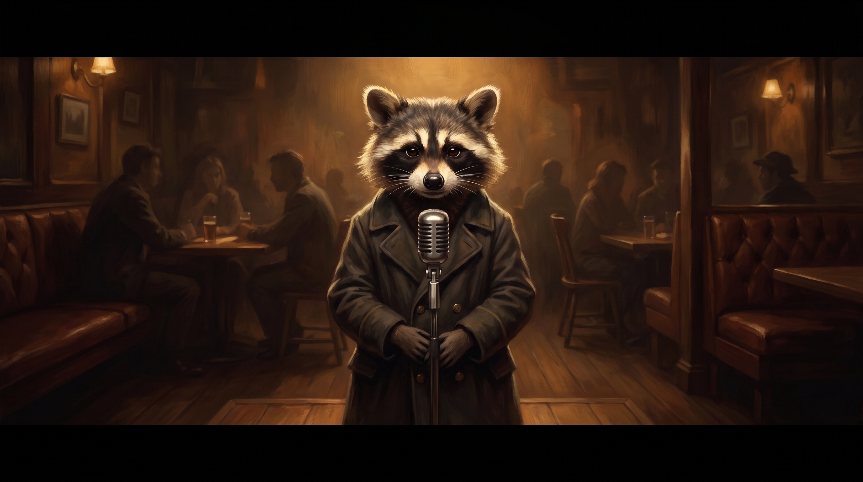 Kneipen Slam mit Pause: der Waschbär steht still und wartet am Mikrofon