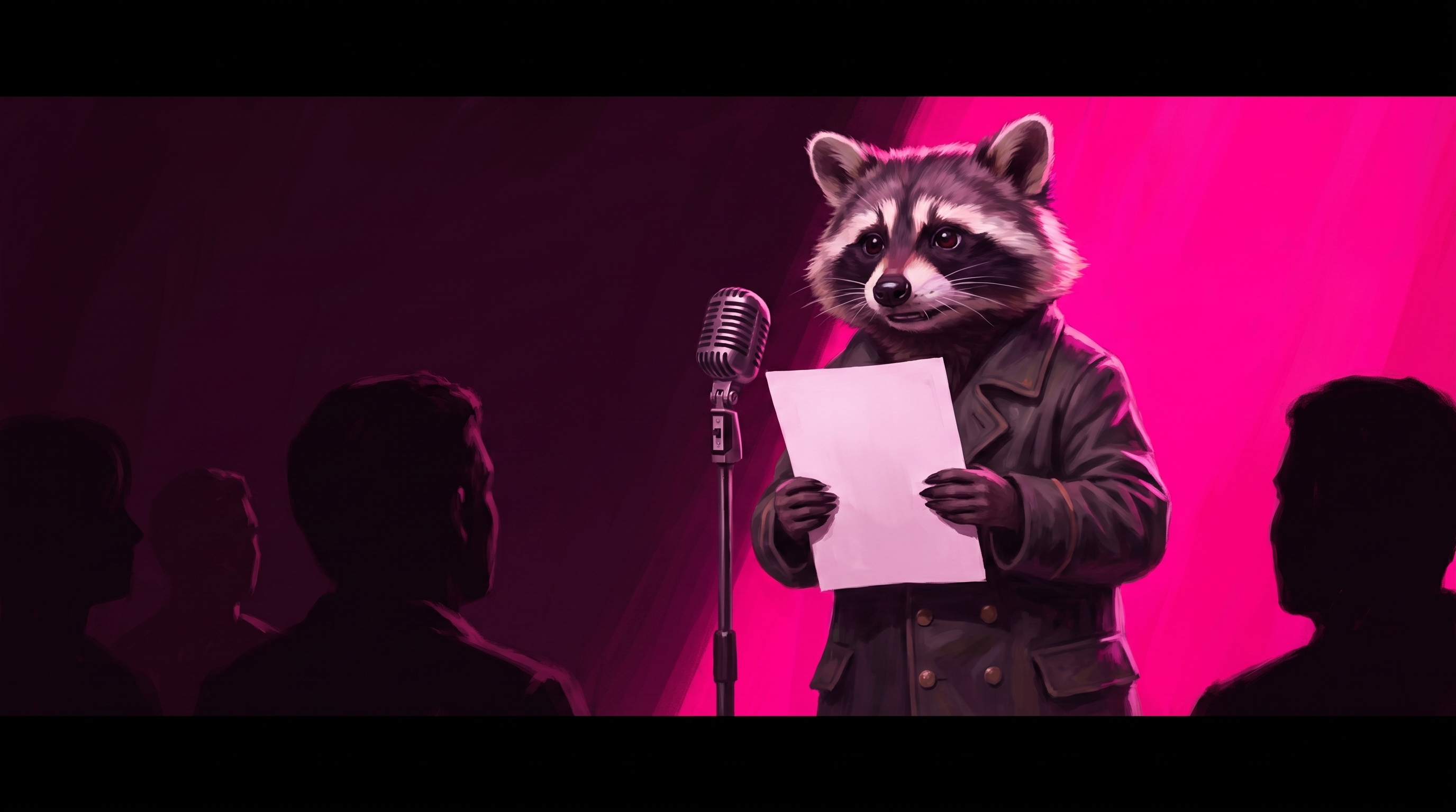 Erster Auftritt über die offene Liste beim Poetry Slam: der Waschbär am Mikrofon