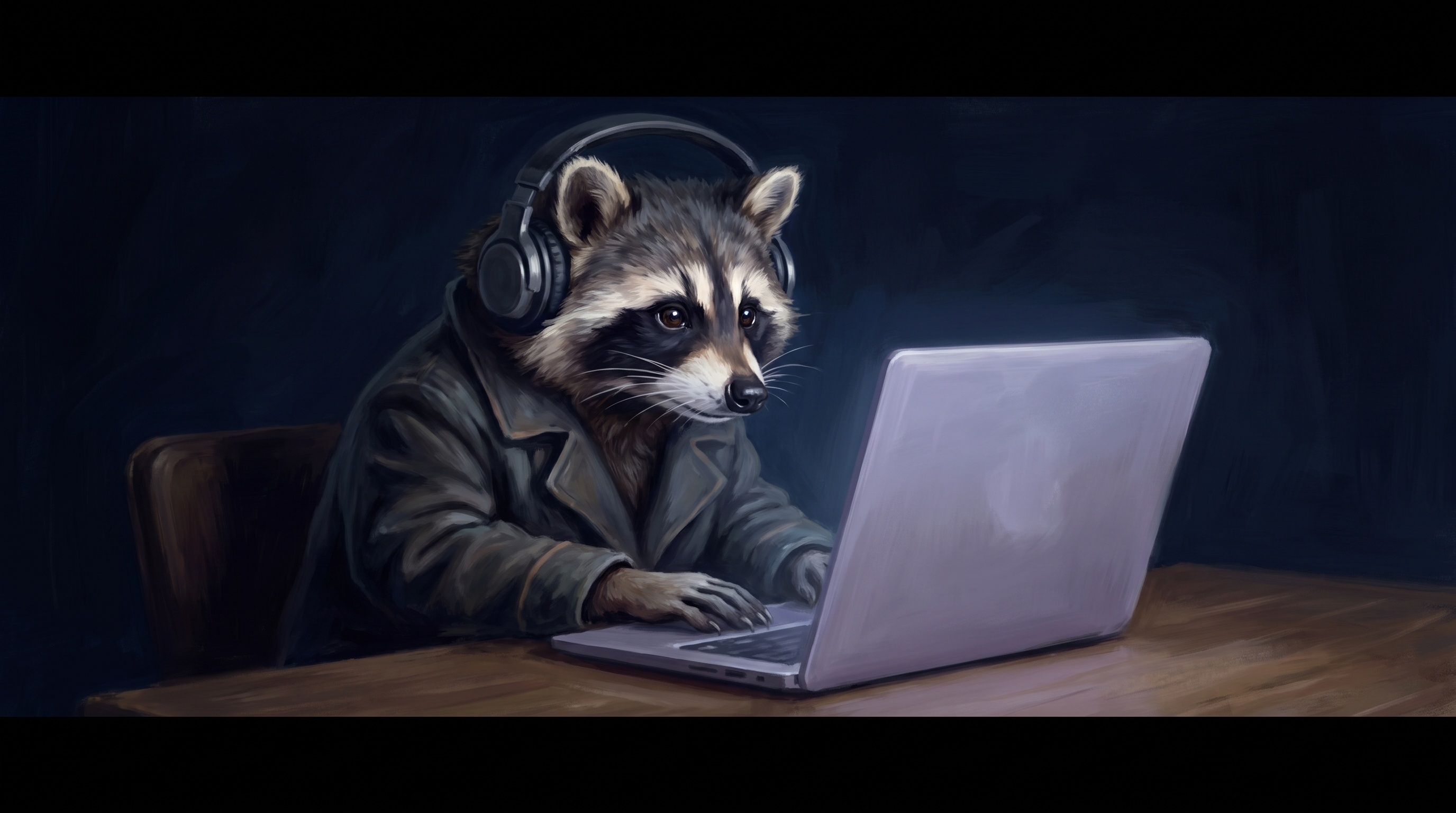 Slam-Video aufnehmen und danach sichten: der Waschbär prüft nachts das Material