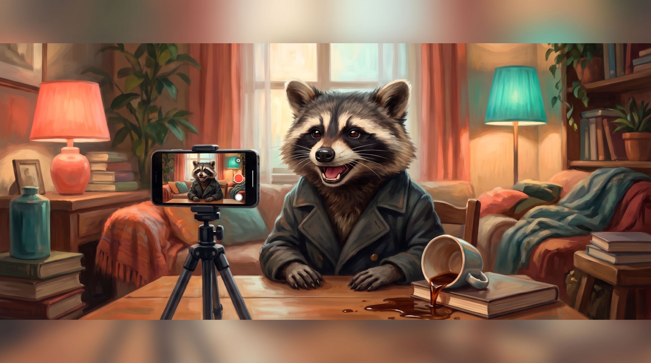 TikTok für Slammer verträgt Patzer: der Waschbär lacht über sein eigenes Missgeschick