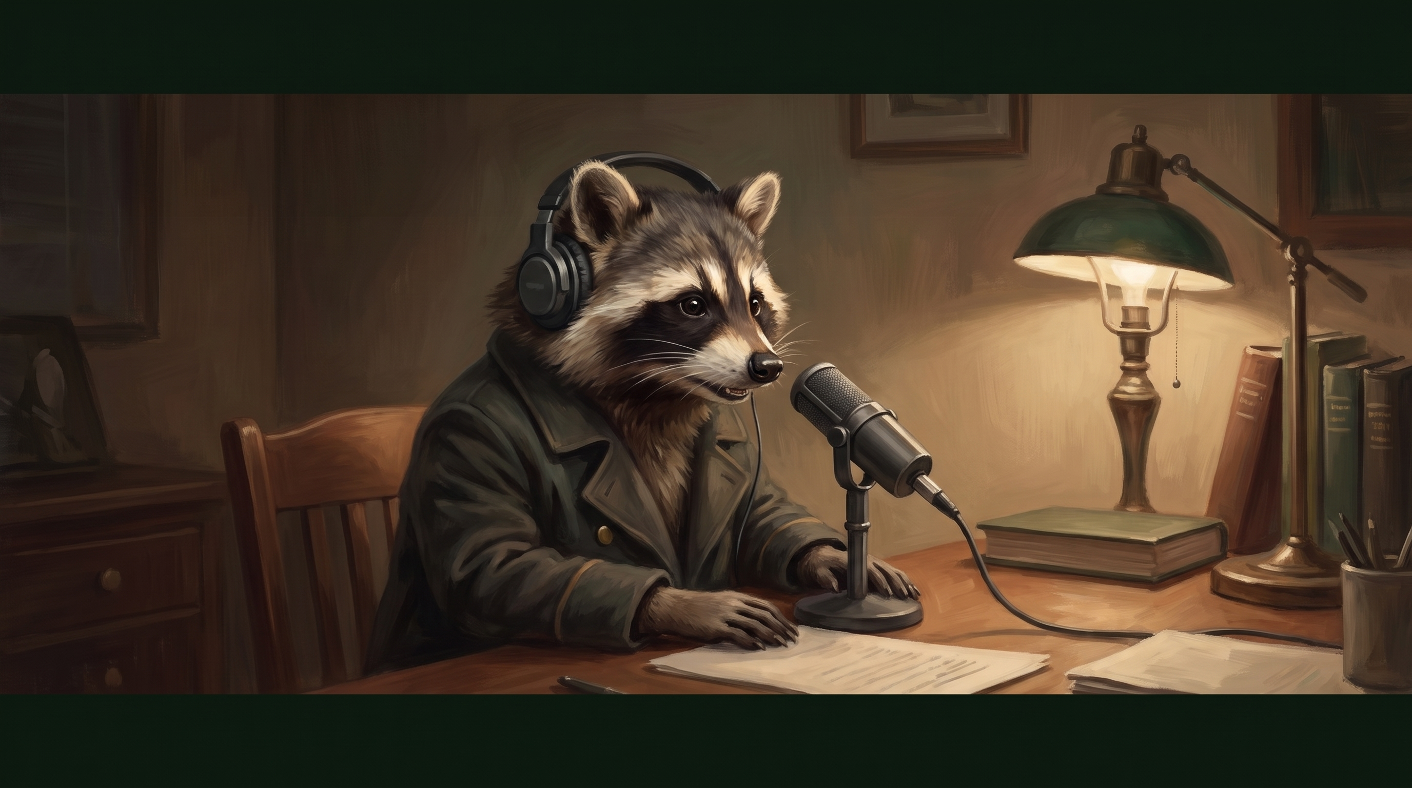 Podcast starten heißt sprechen statt zeigen: der Waschbär am Mikrofon