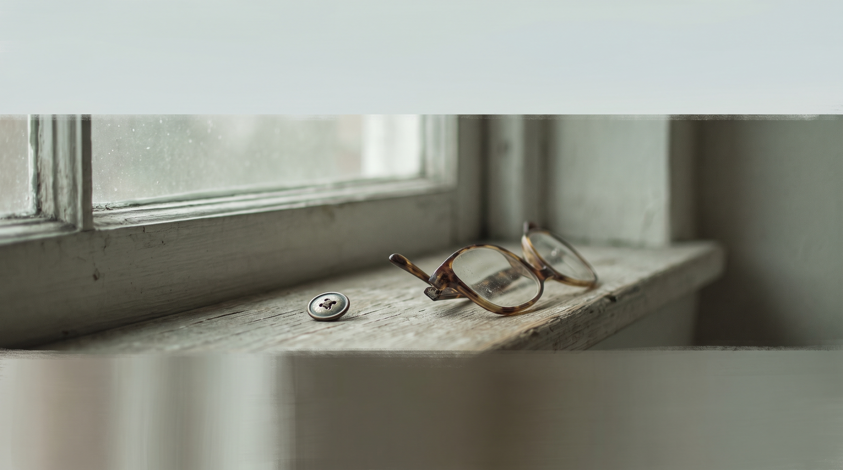 Für die Trauerrede zählt das Konkrete: Brille und Knopf auf einem Fensterbrett
