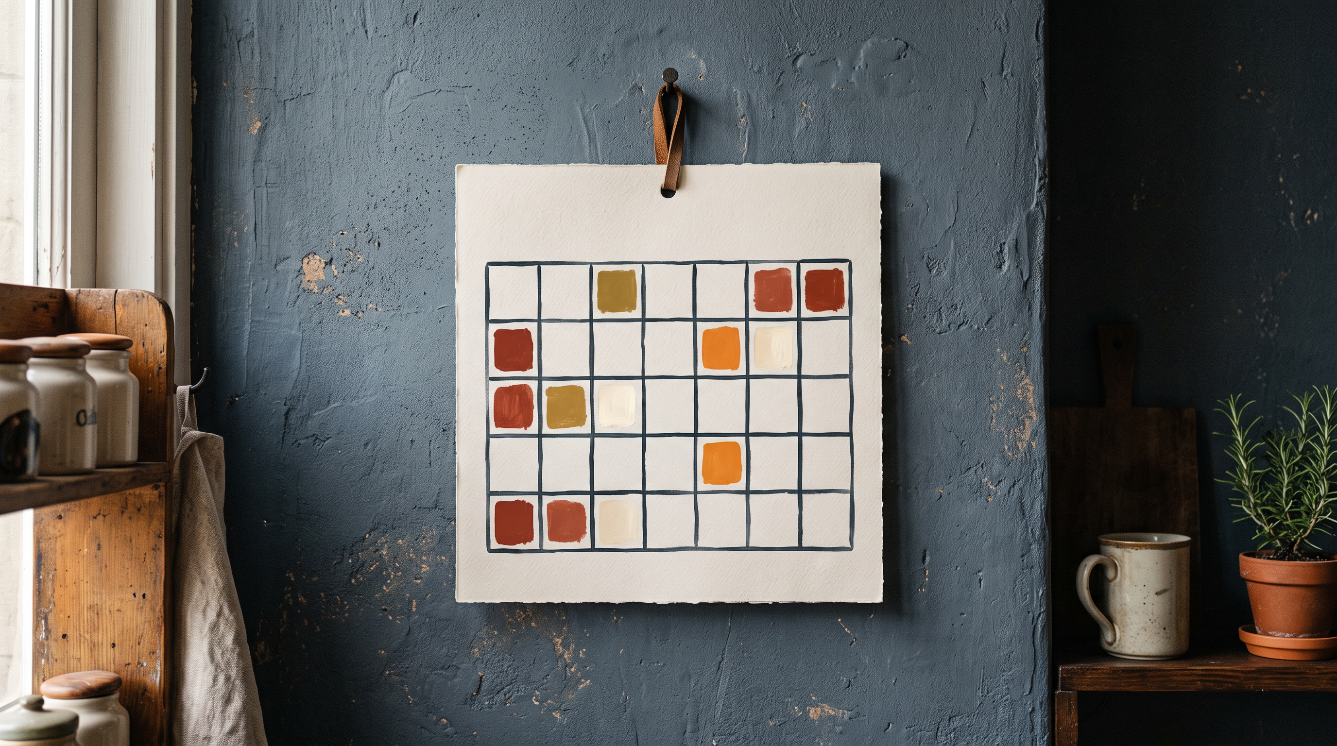 Slam neben Job: der Wochenkalender an der Wand