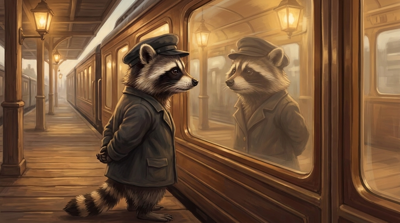 Waschb&auml;r steht zufrieden am richtigen Bahnsteigabschnitt und der Zug h&auml;lt genau vor ihm &ndash; Abschluss zu den typen von slammern