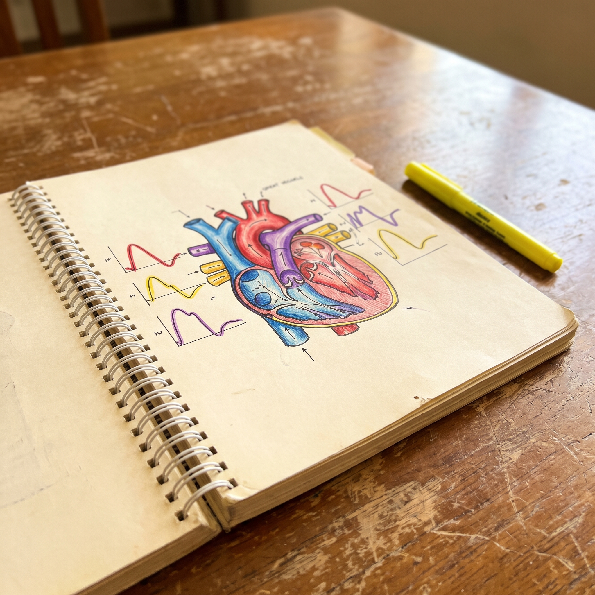 Color-coded hemodynamics diagram spread from the guide