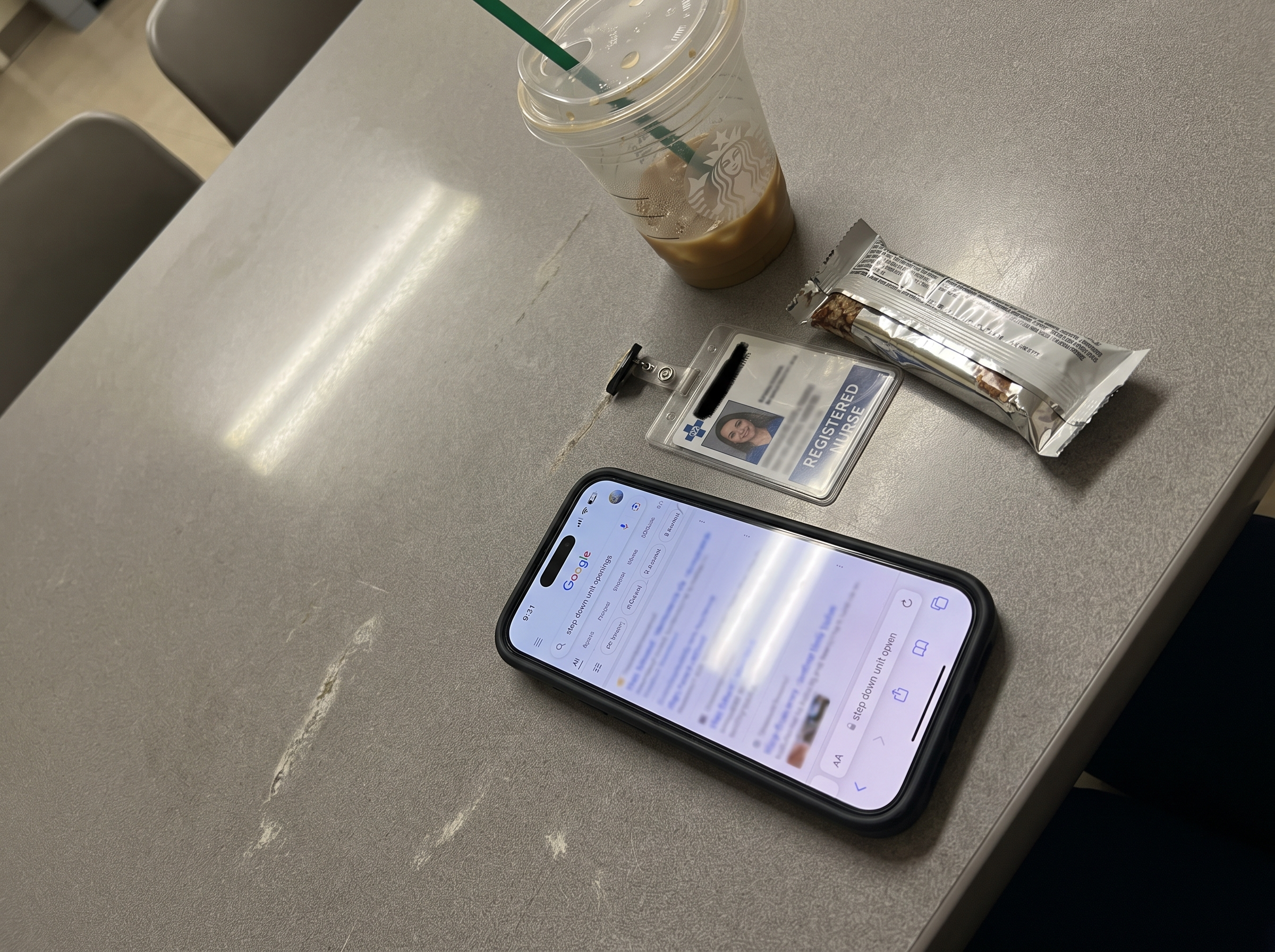 Phone on a break room table searching for other unit openings