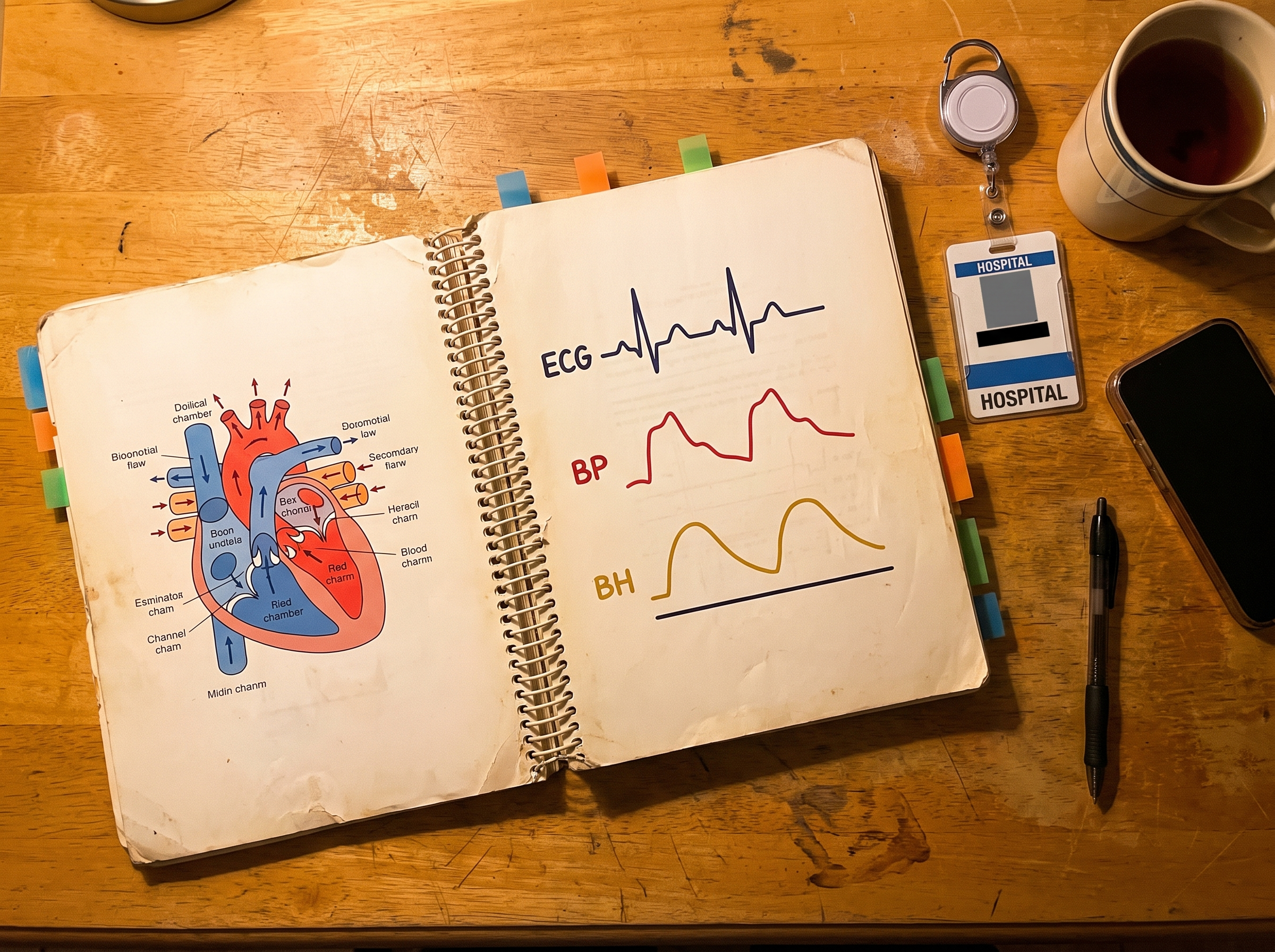 Spiral-bound visual guide open on a kitchen table