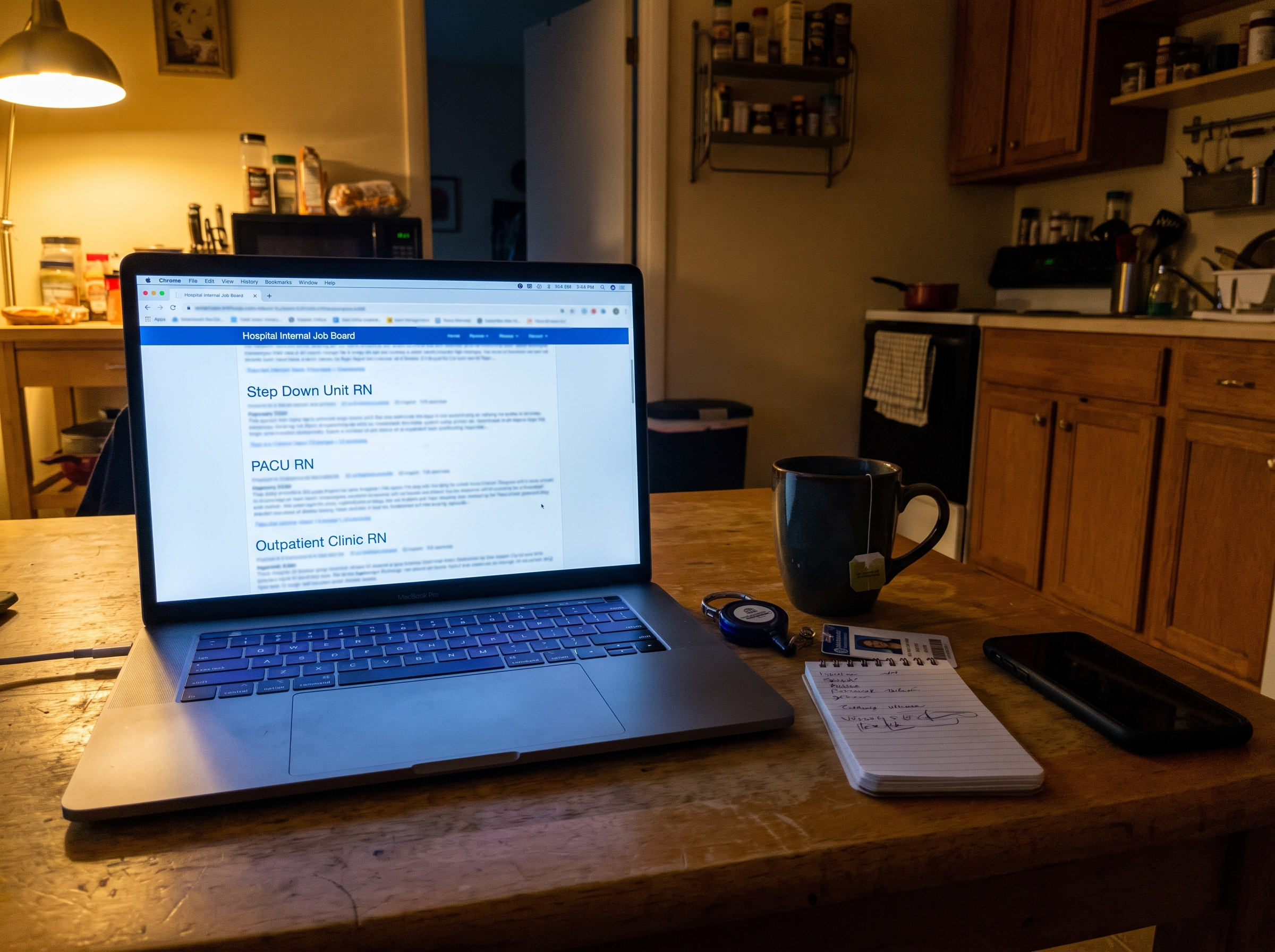 Laptop showing open nursing positions on other units