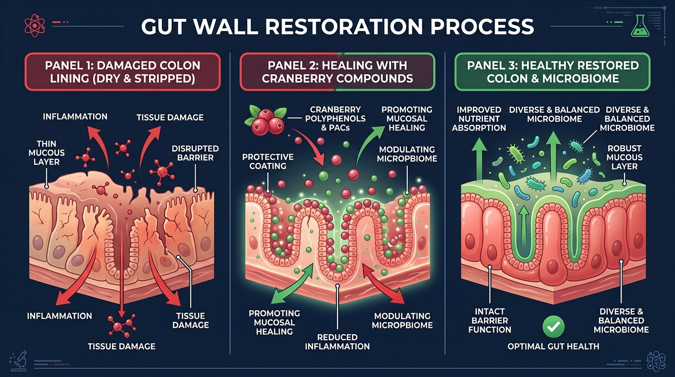 Gut wall restoration mechanism infographic
