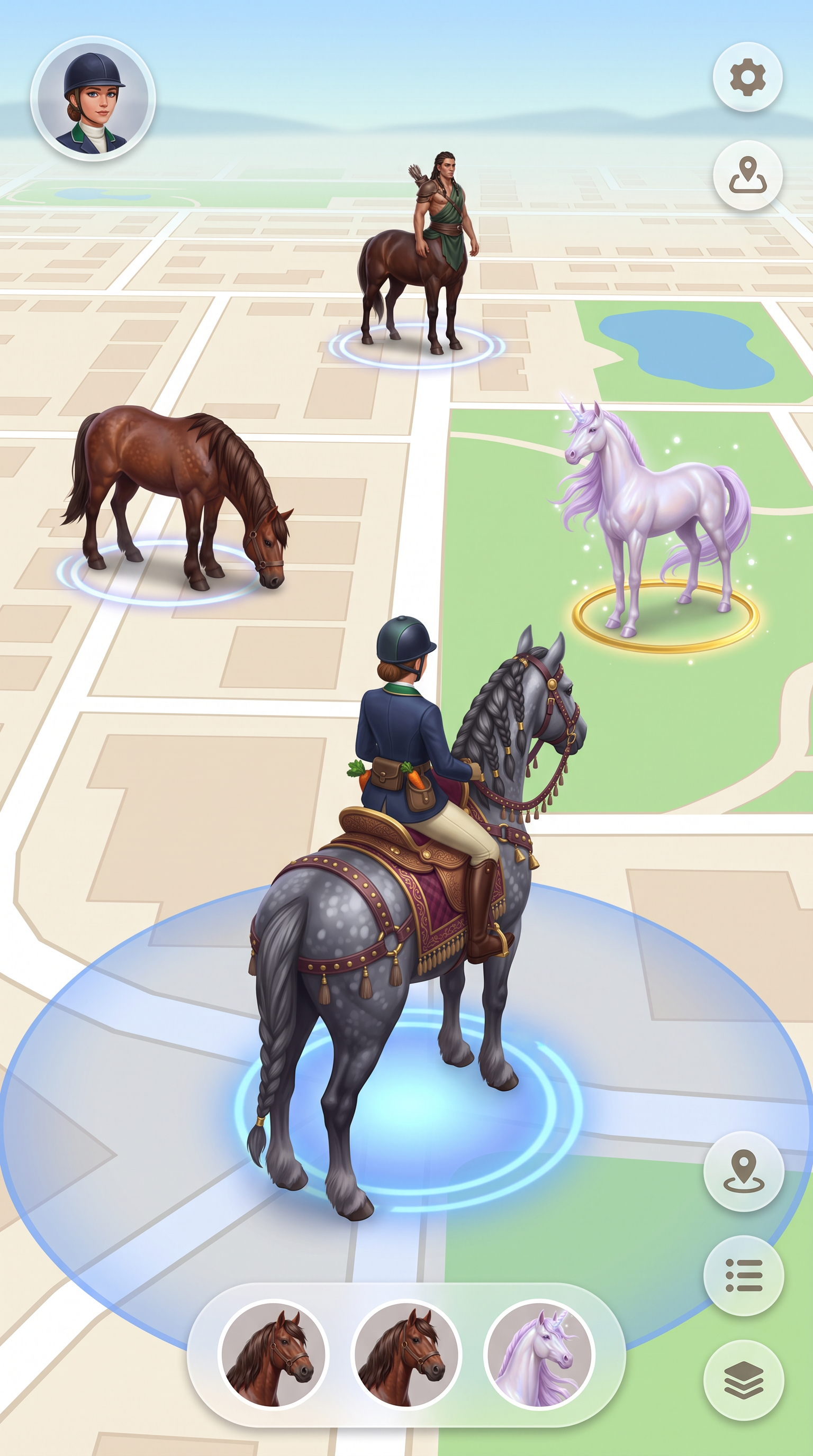 Arcing a carrot towards a horse