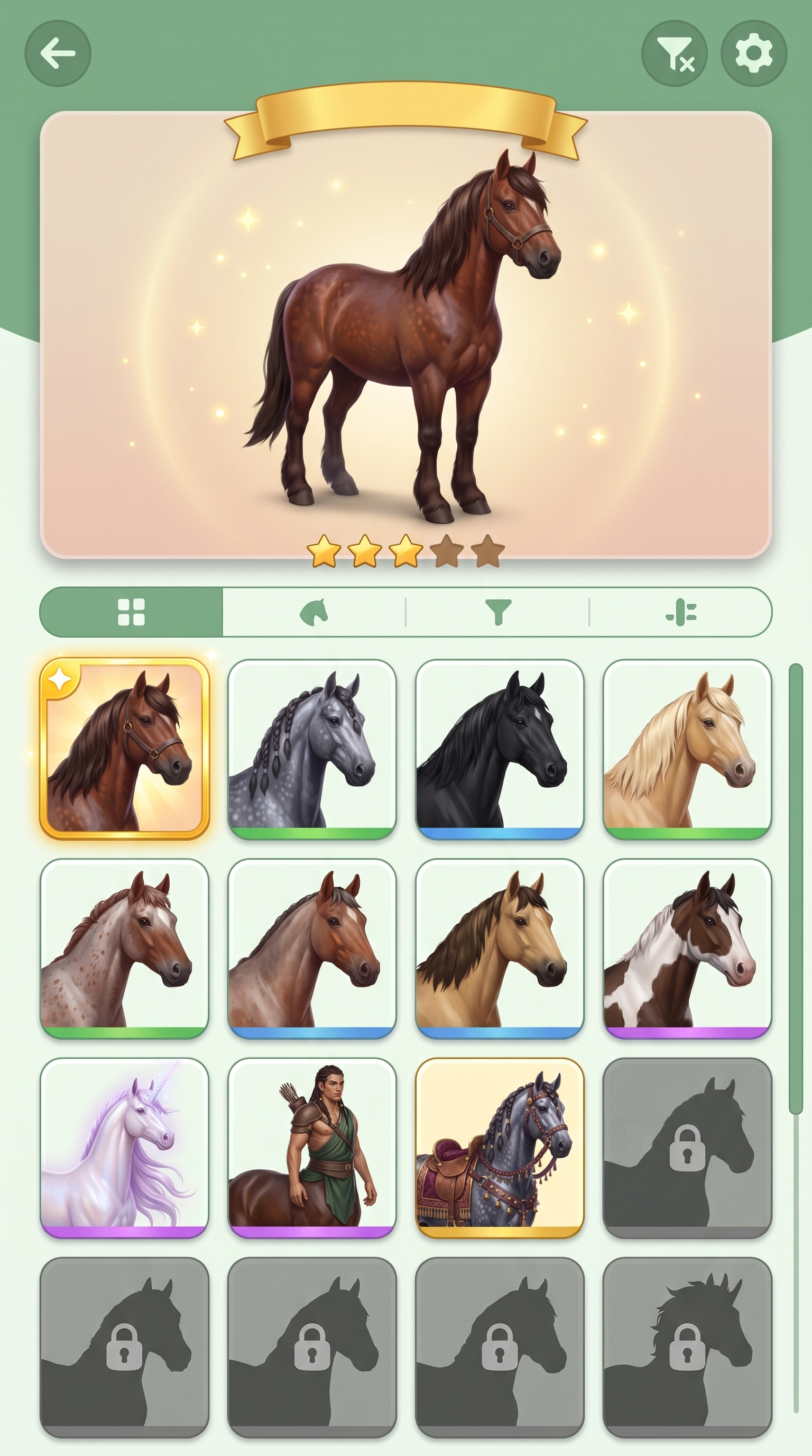 A tamed horse standing close