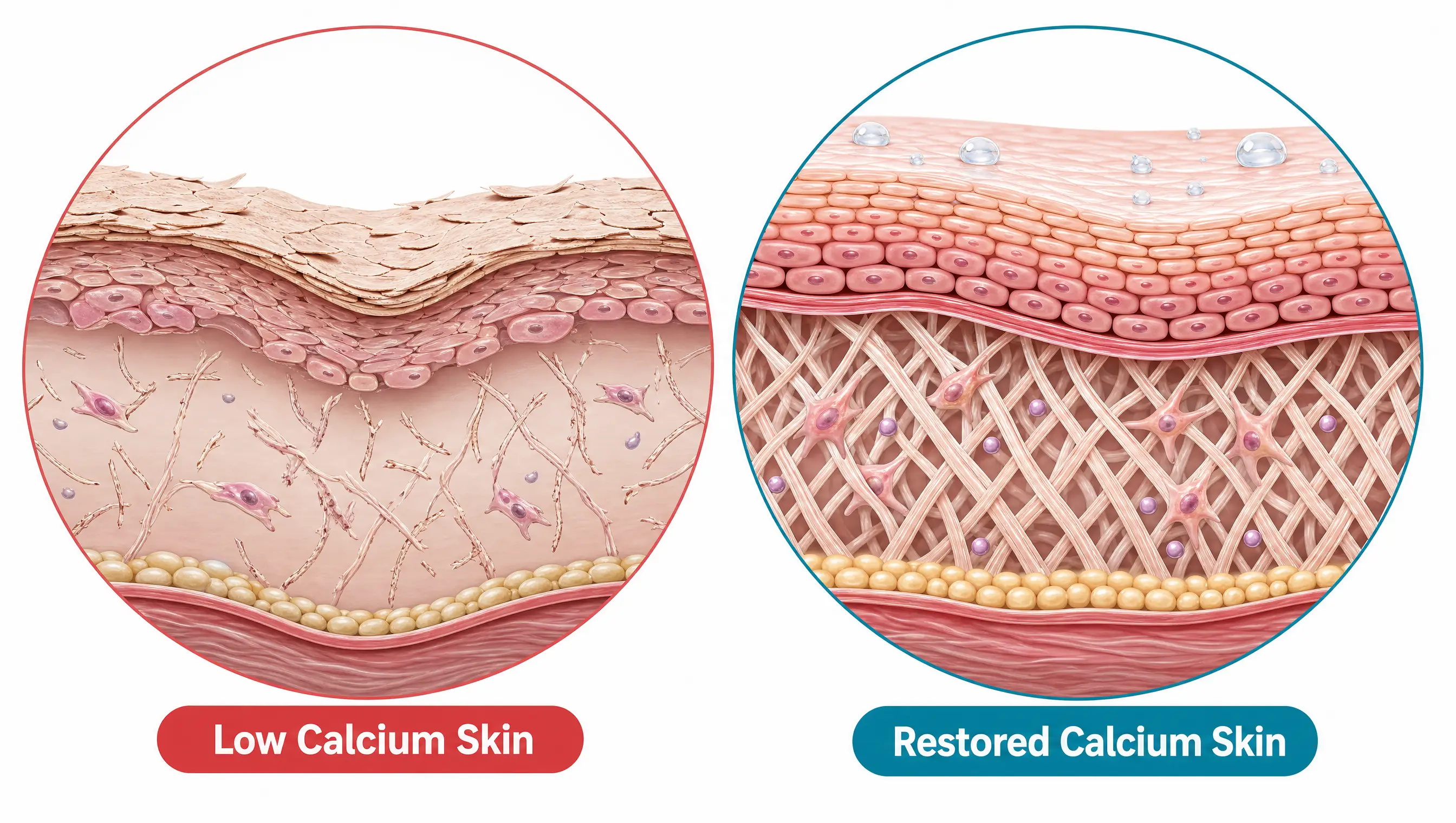 Damaged vs healthy skin cross-section