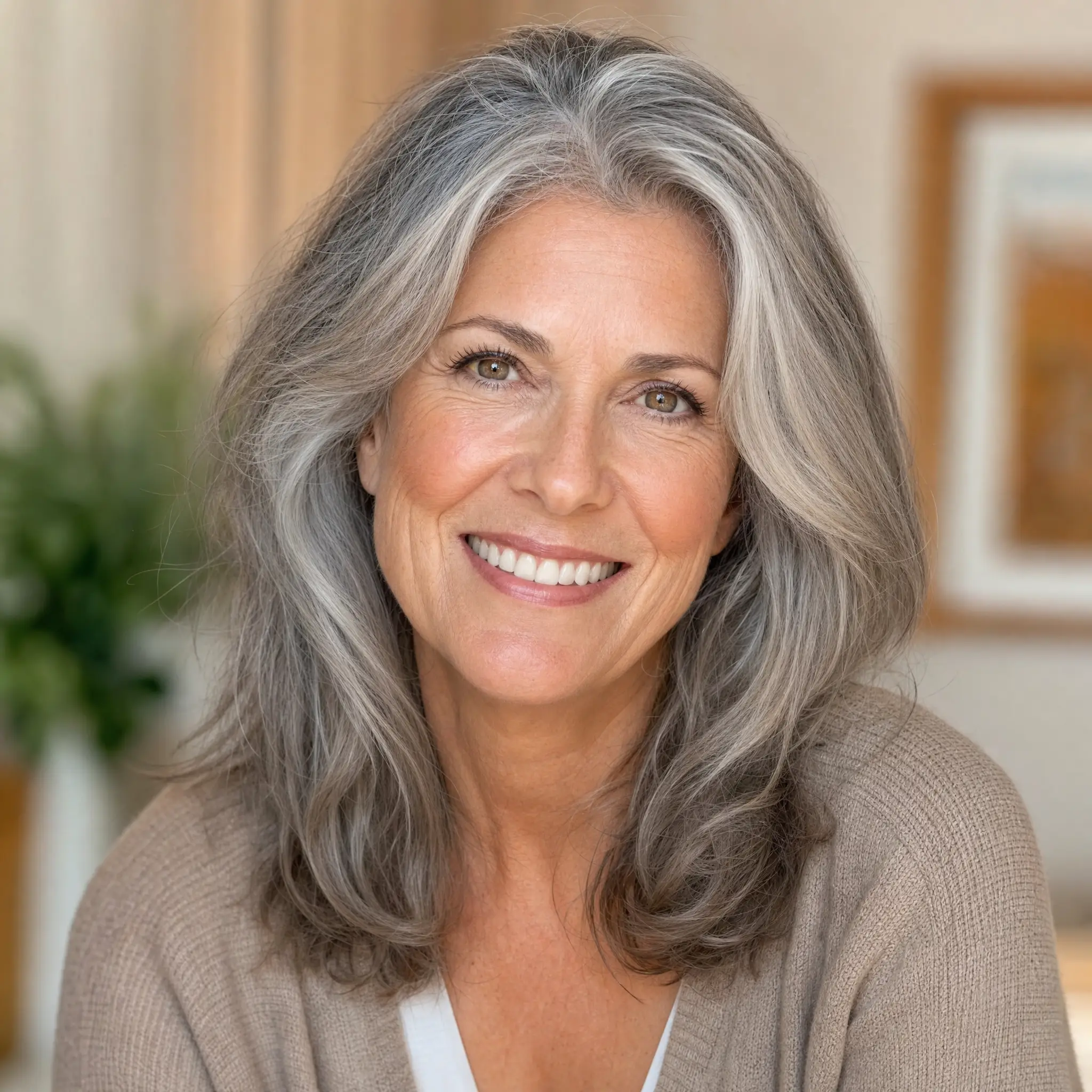 Radiant mature woman with bright eyes