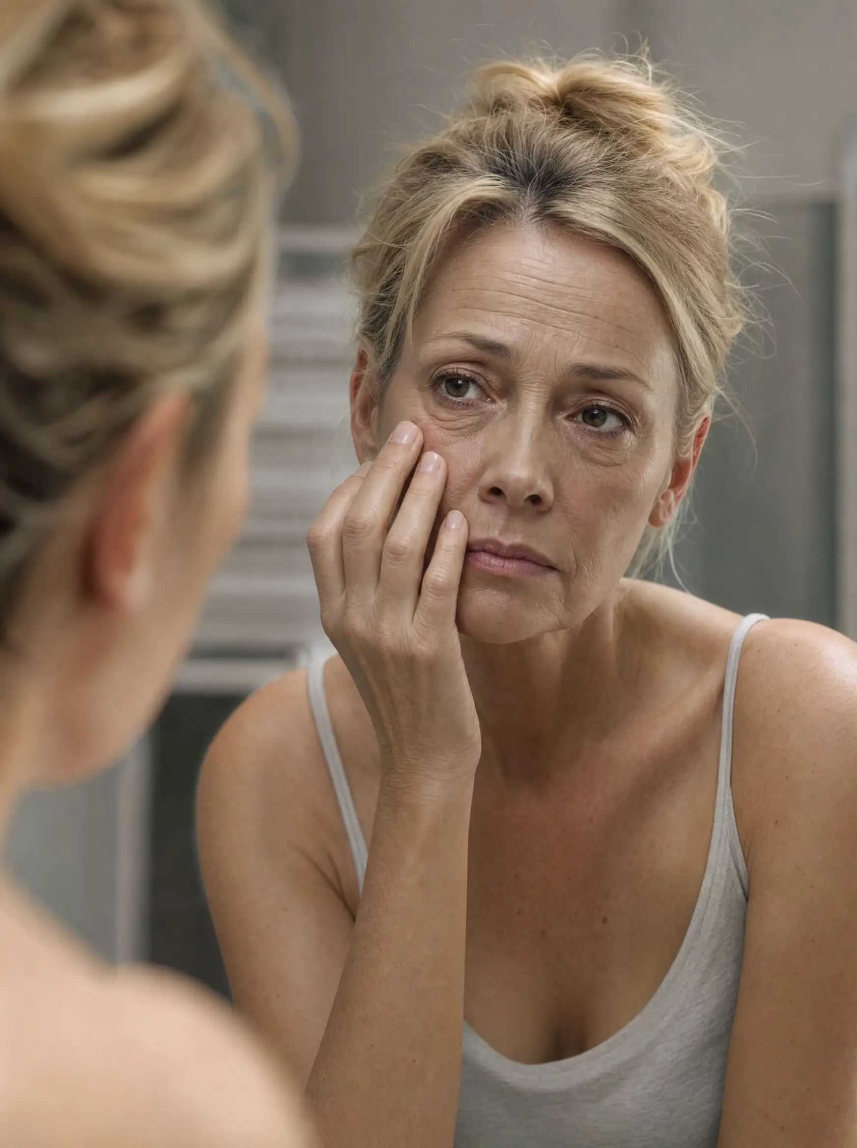 Woman worried about her aging eyes