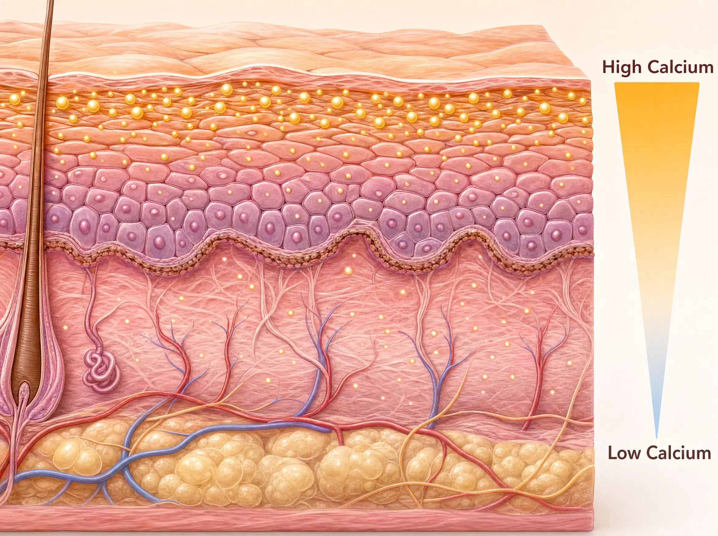 Skin calcium gradient layers