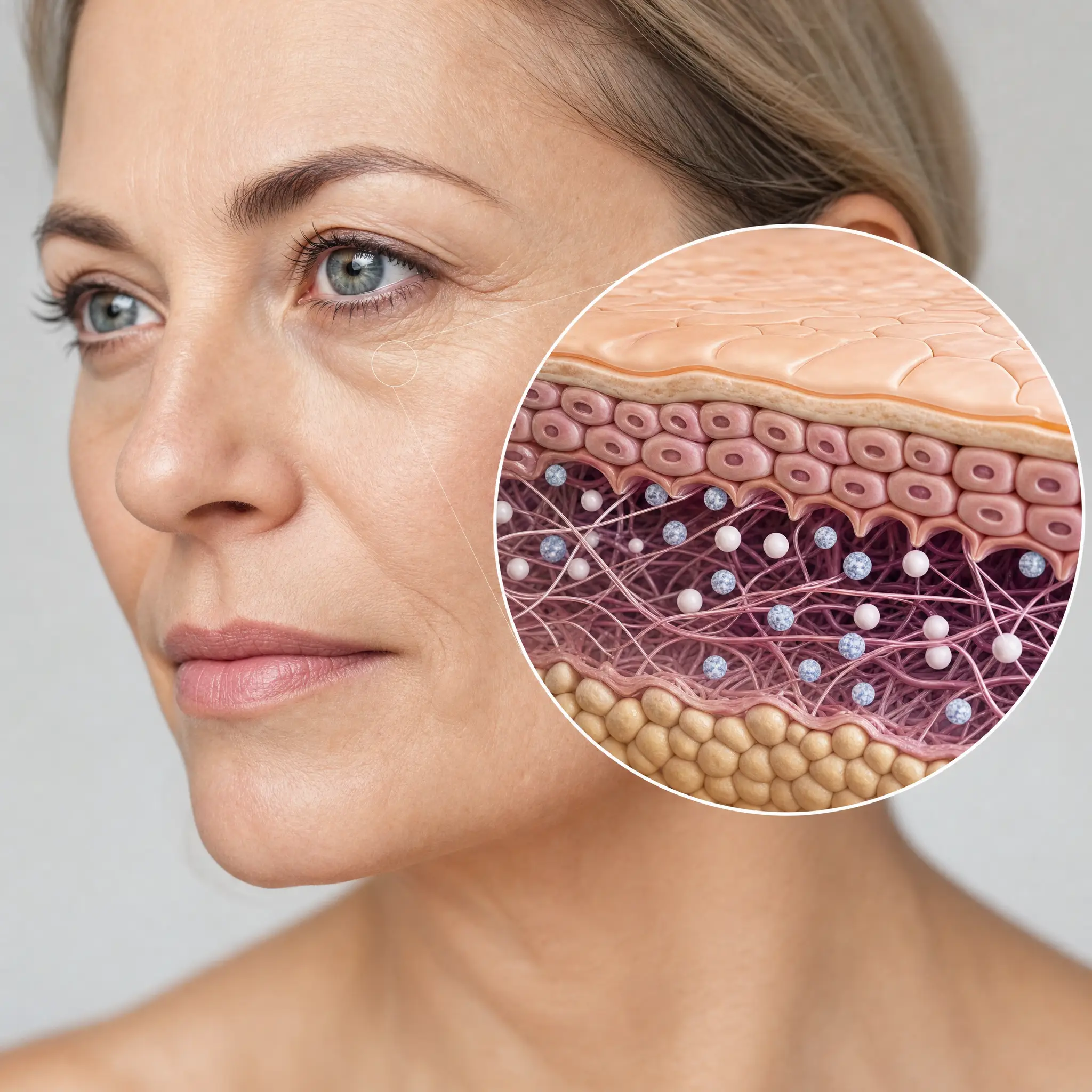 Skin analysis with magnified view