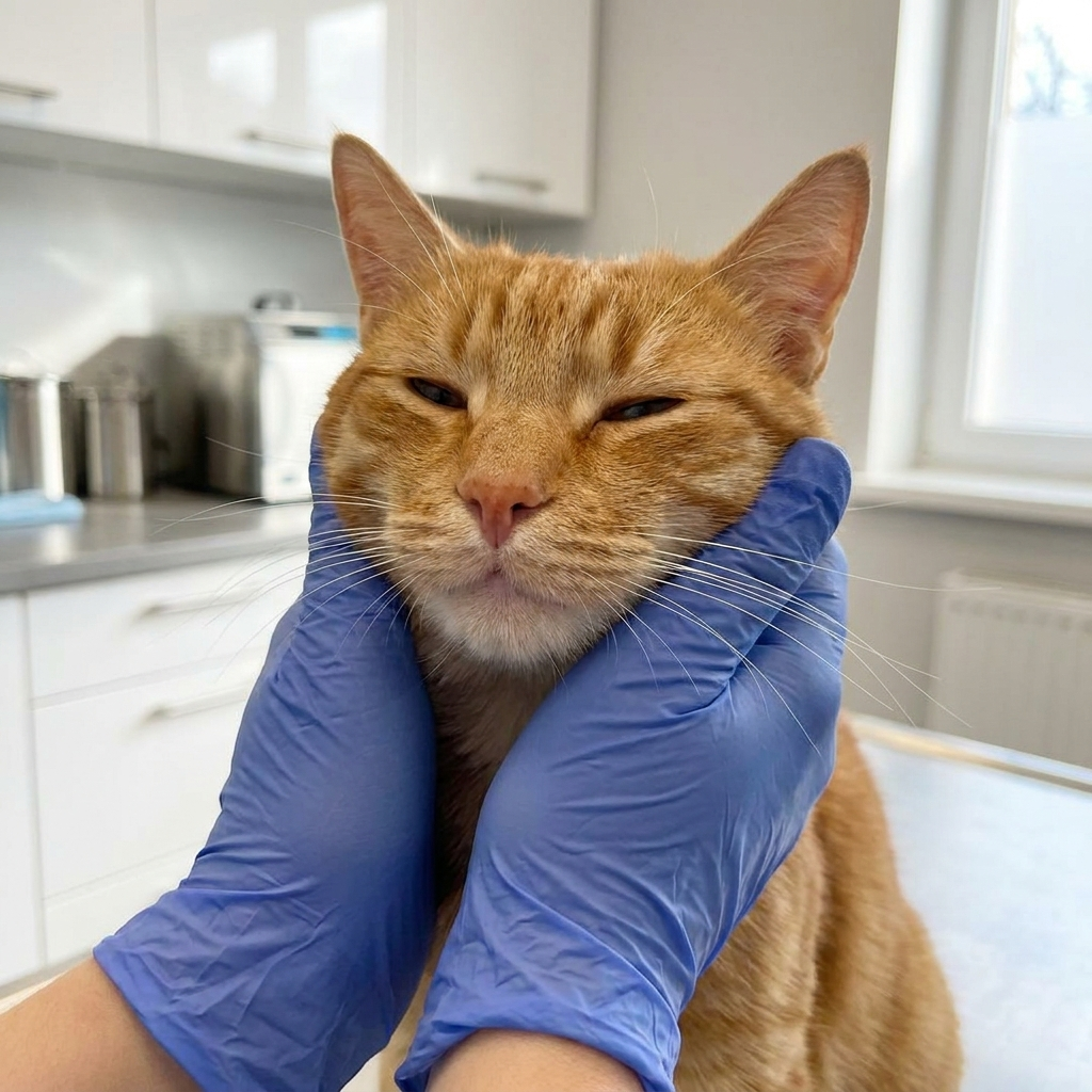 Happy cat receiving care at South Brooklyn Animal Clinic