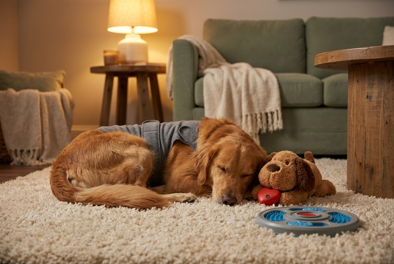 The MellowPaw Calm & Comfort Kit — calming vest, heartbeat plush and lick mat
