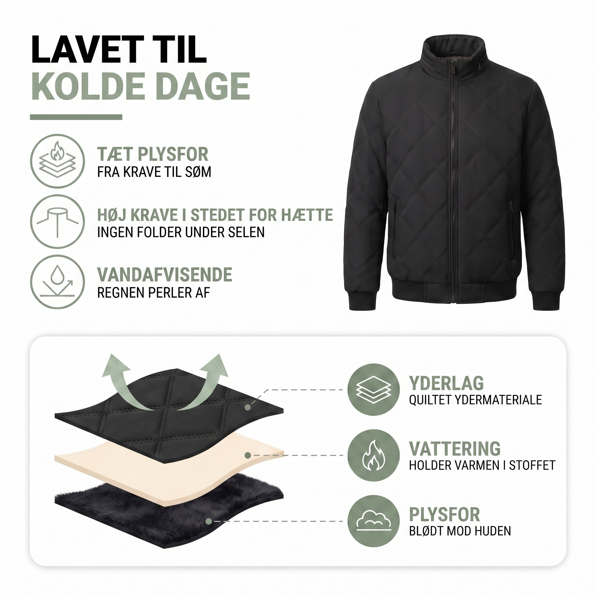 Vinterjakke herre med høj krave