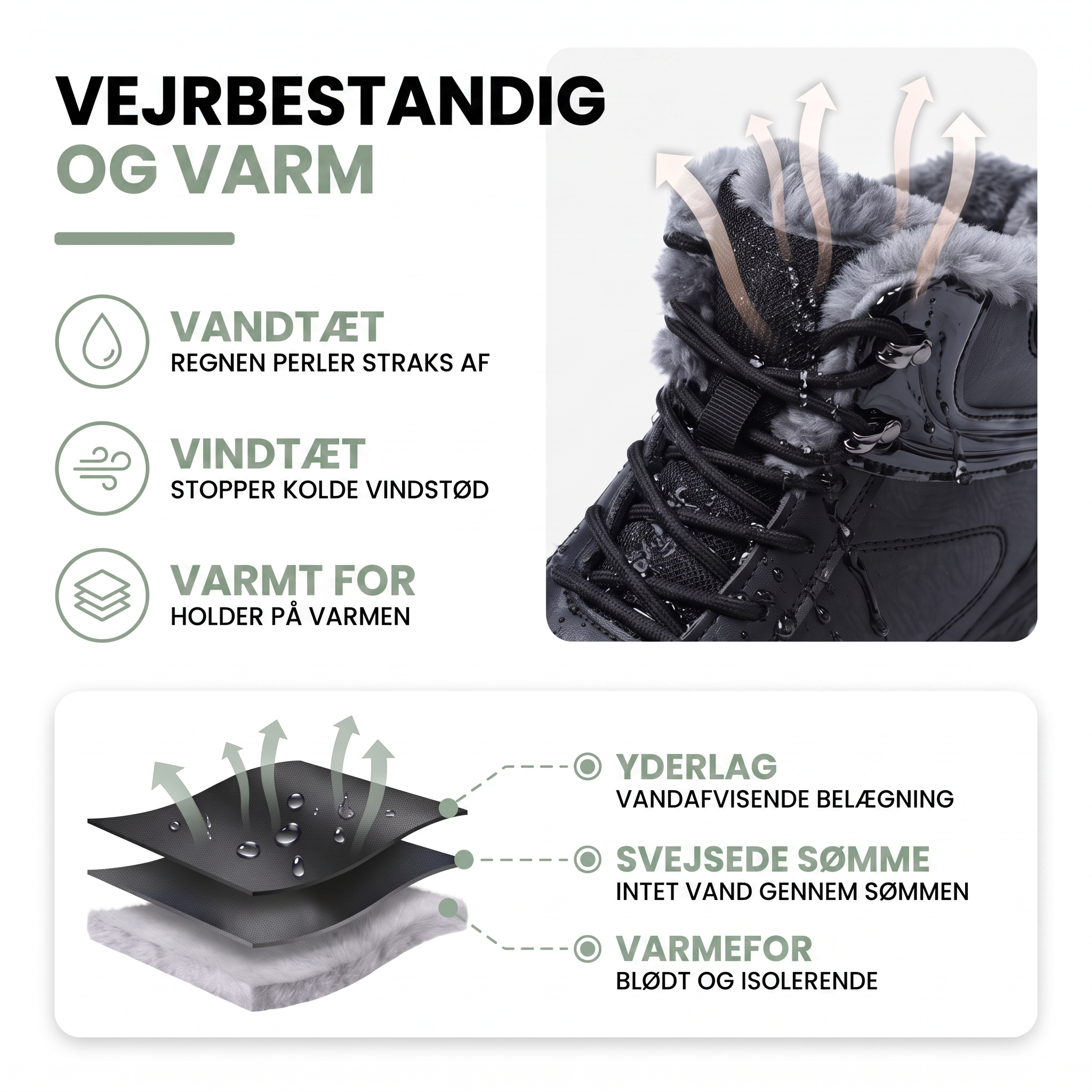 Vinterstøvler med skridsikker sål