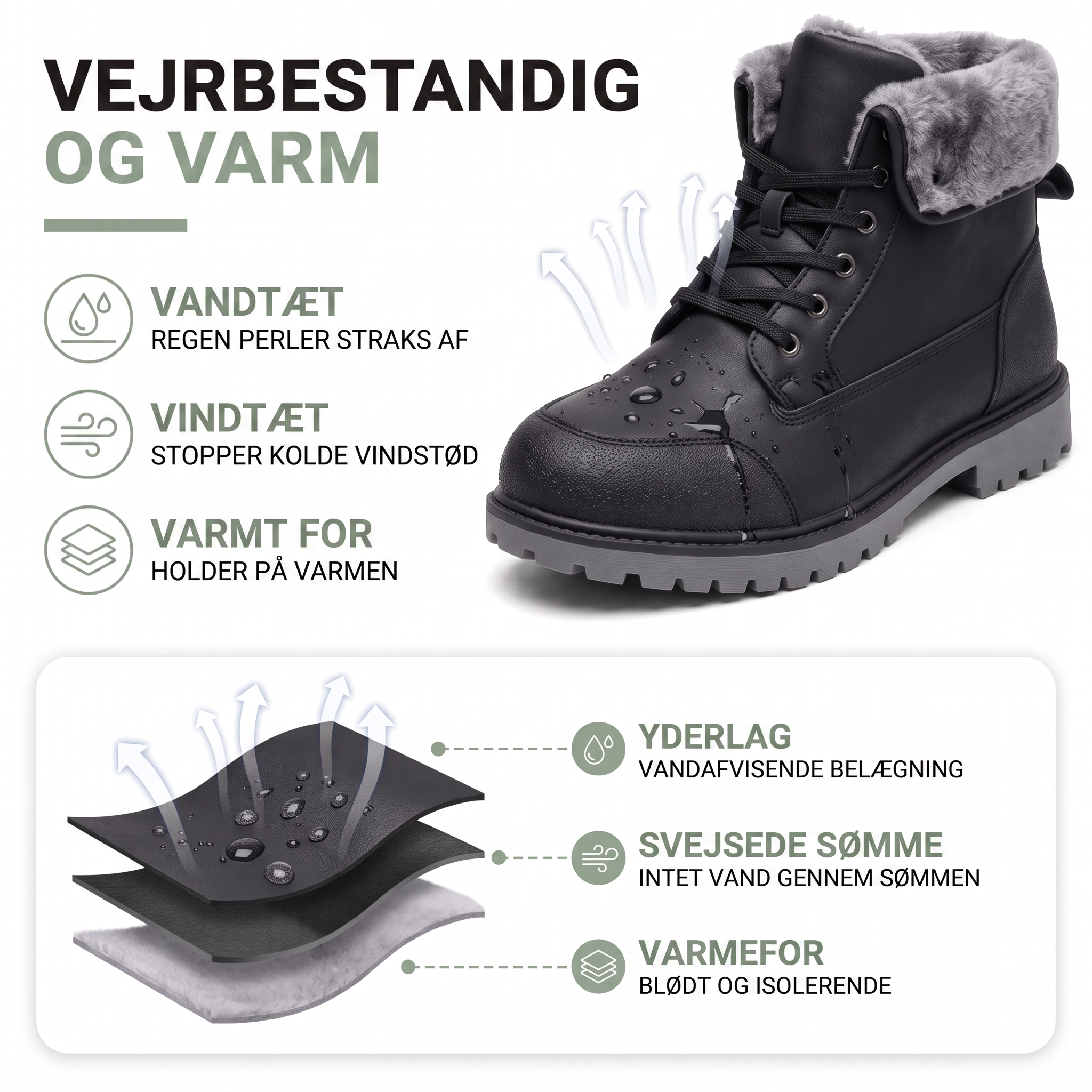 Vandtætte high-top vinterstøvler til herre