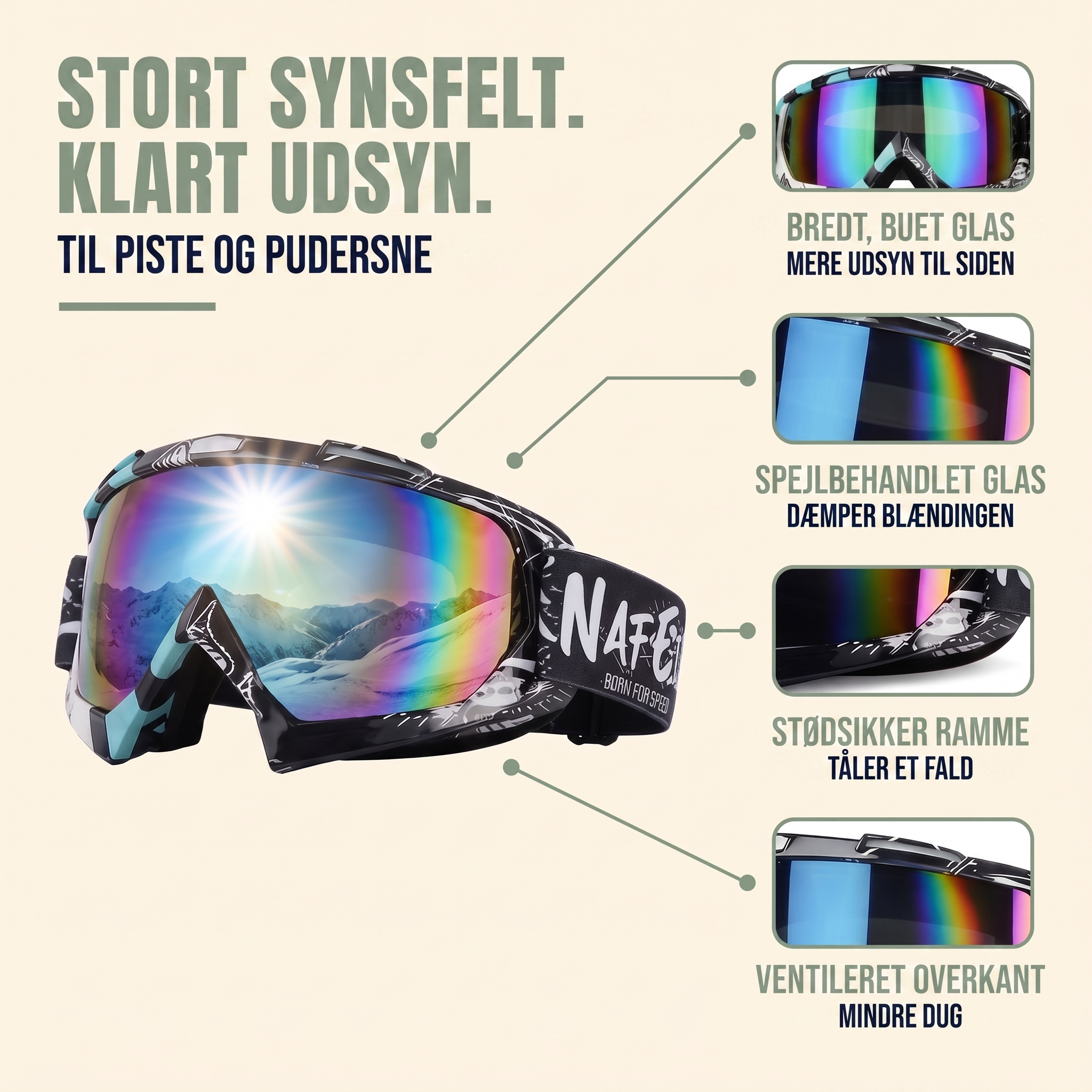 Skibriller – stort synsfelt og spejlet glas