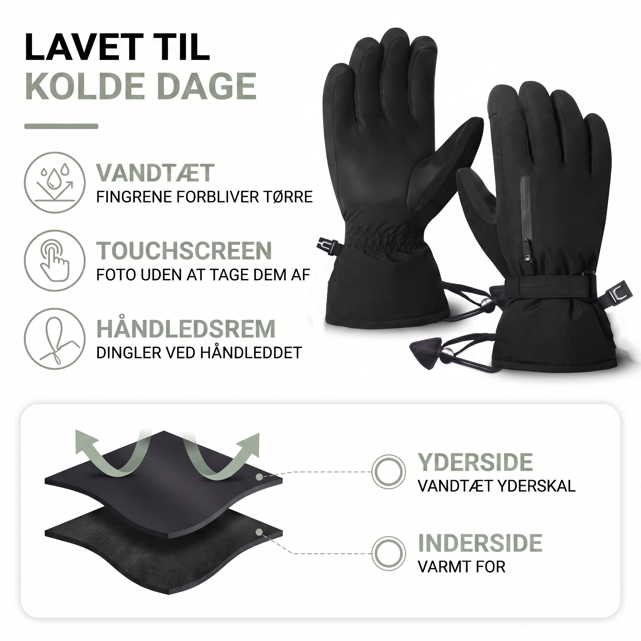 Skihandsker – vandtætte med touchscreen