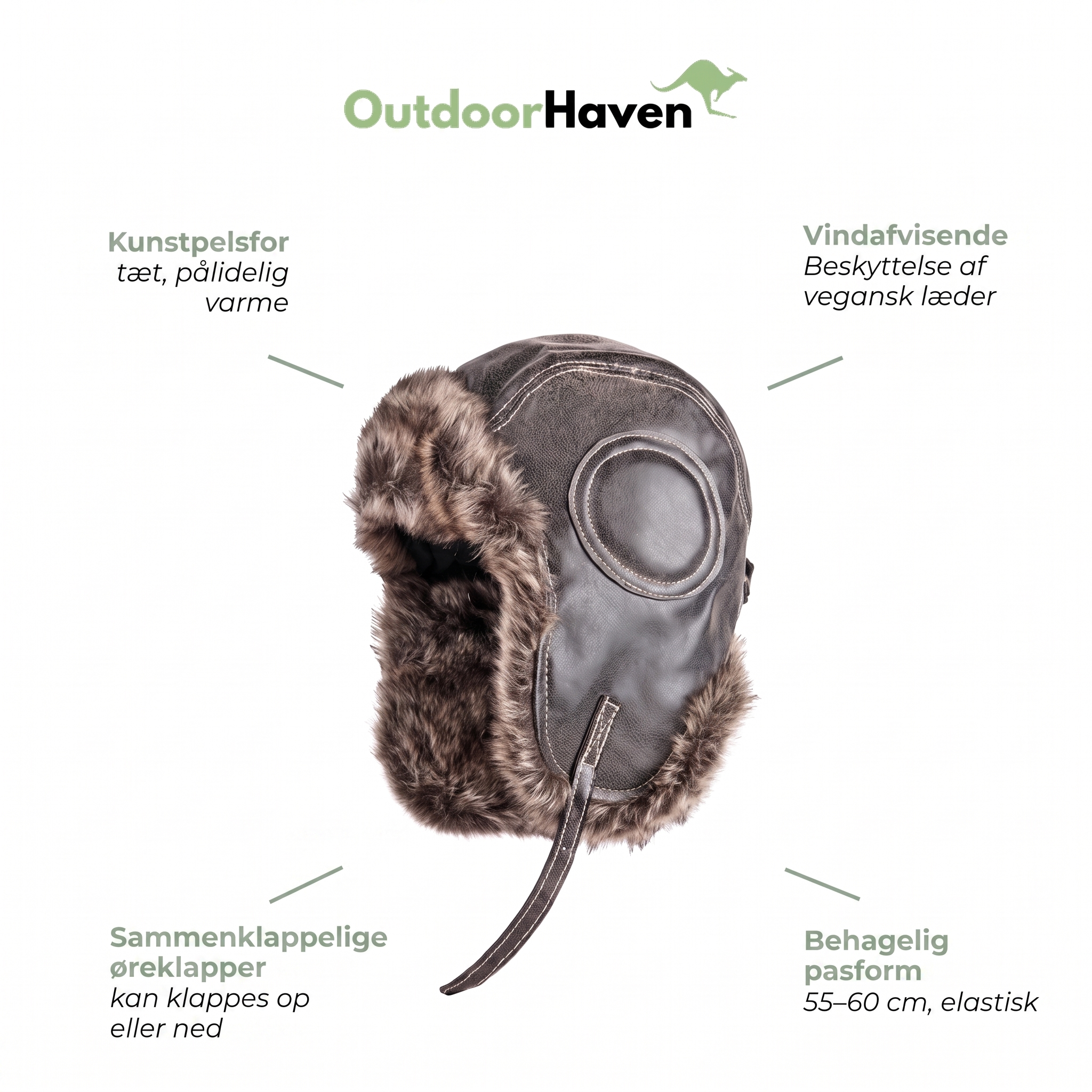 Ushanka – varm vinterhue med kunstpels-for