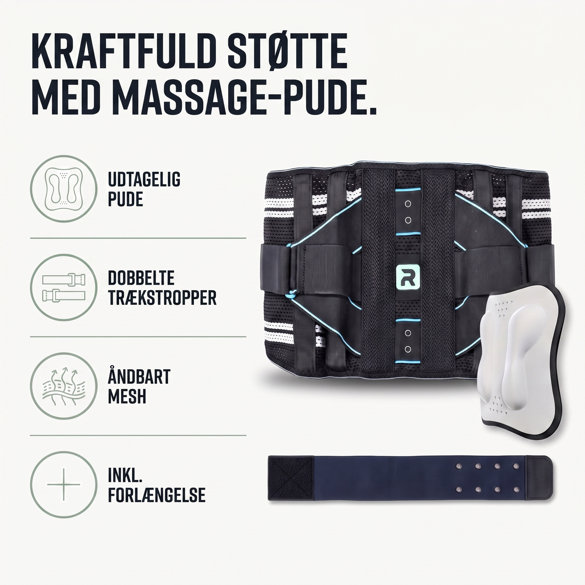 Rygstøtte med massagepude i blå