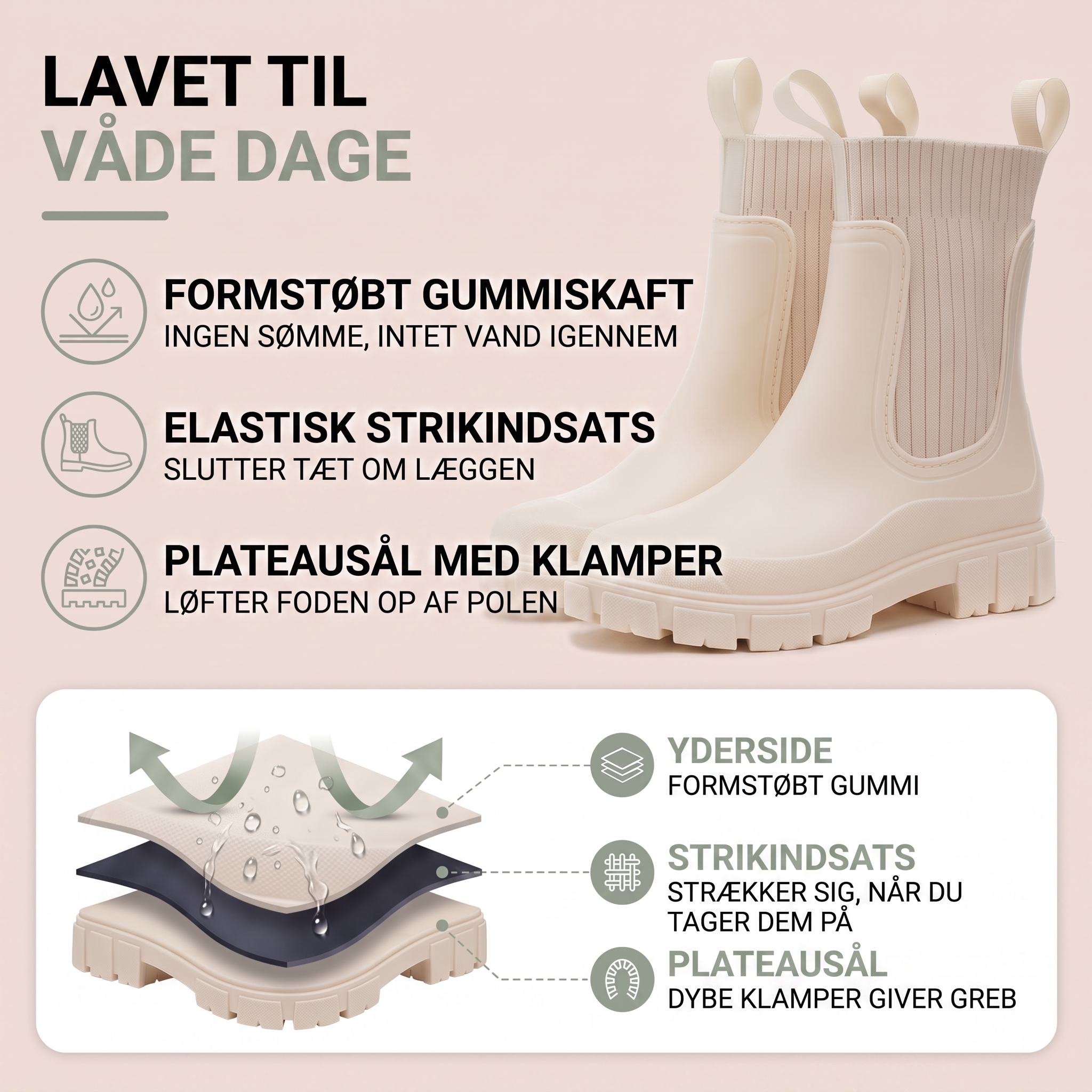 Gummistøvler dame – vandtætte med chelsea-look