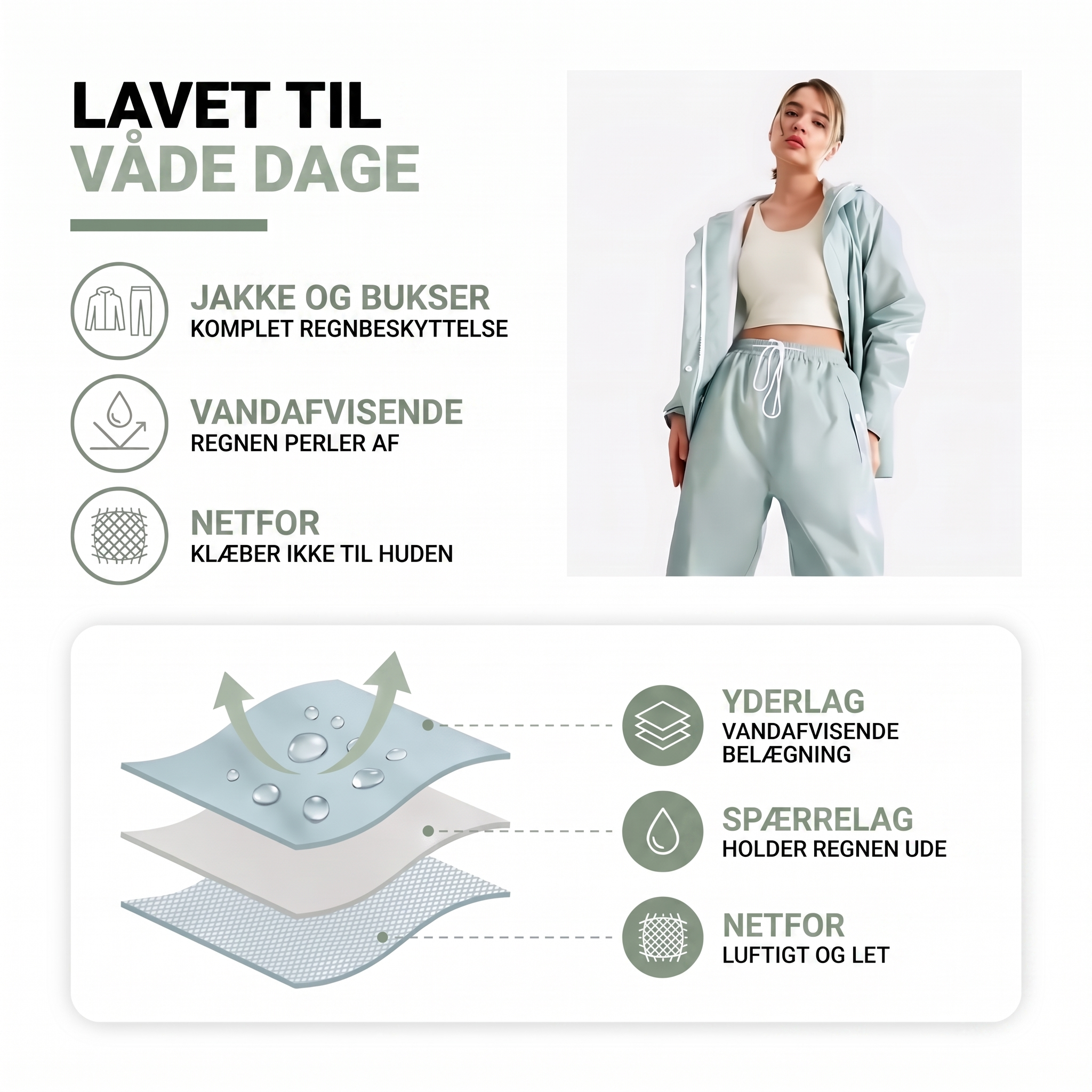 Regntøj dame – jakke og bukser i sæt