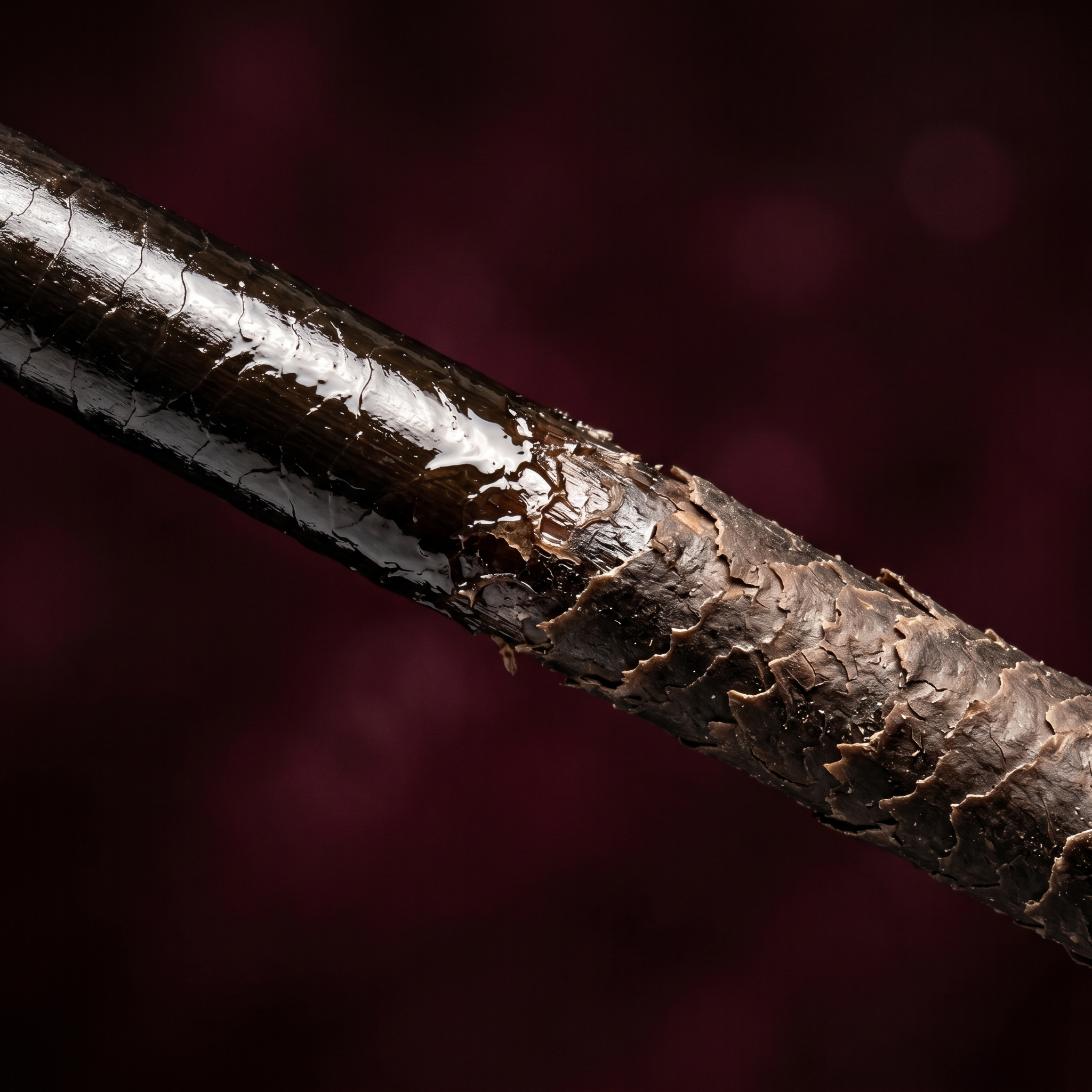 Macro of hair strand losing its lipid coating