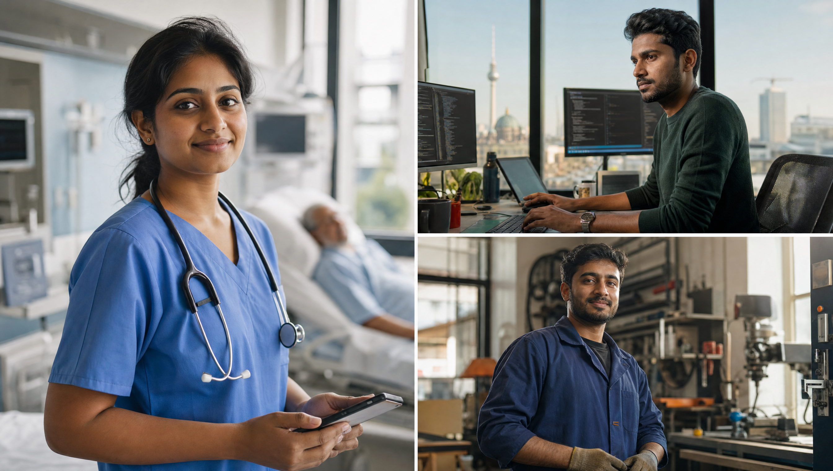 Indian healthcare, IT and engineering professionals working in Germany after German language training