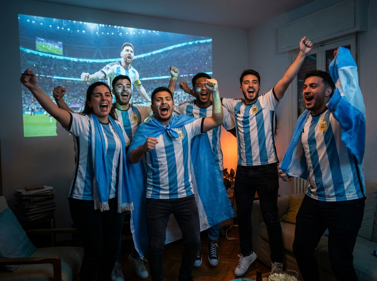 Amigos mirando el partido