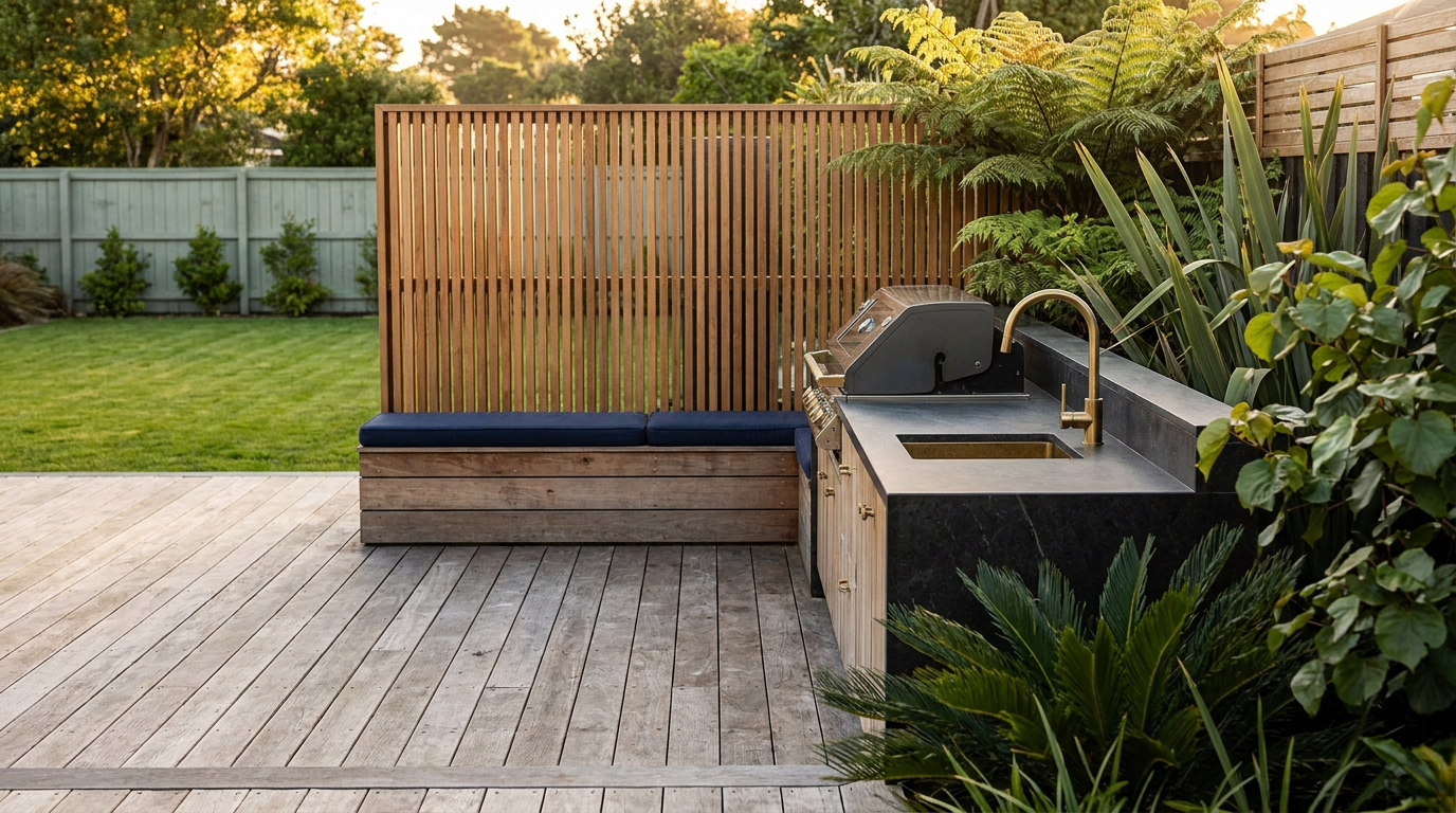 Renovated Australian outdoor project with a timber deck, pergola and landscaped entertaining zone — The Outdoor Renovation Blueprint AU