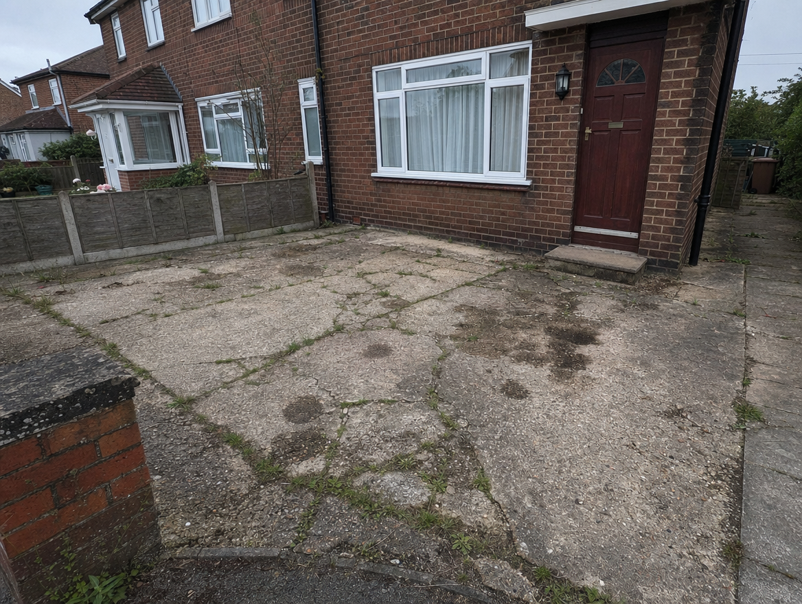 Front driveway replacement — before