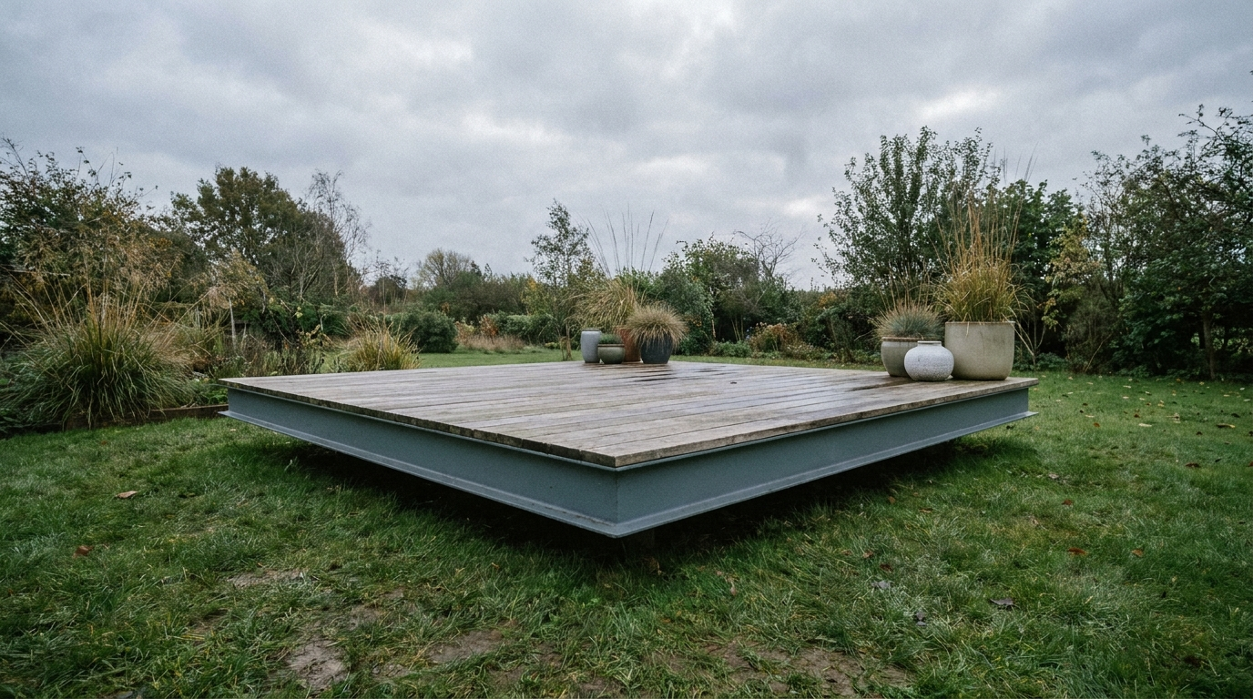 Freestanding floating deck platform