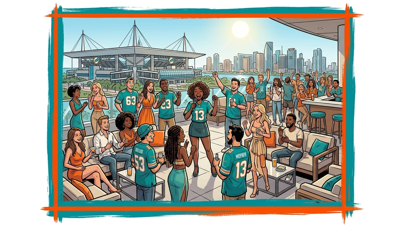 The Overlook activation - upscale rooftop lounge at Hard Rock Stadium, GeekFon style