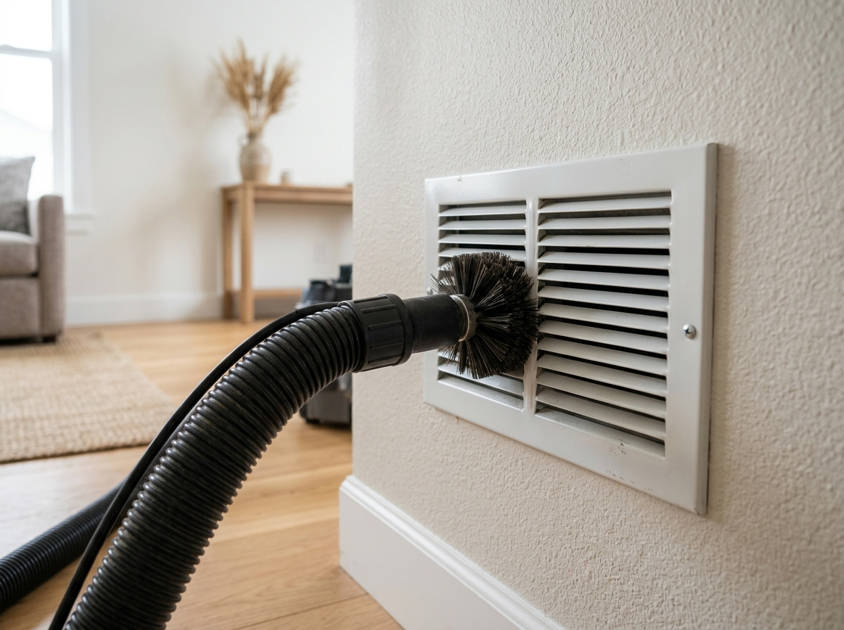Clean home air vent register after professional air duct cleaning