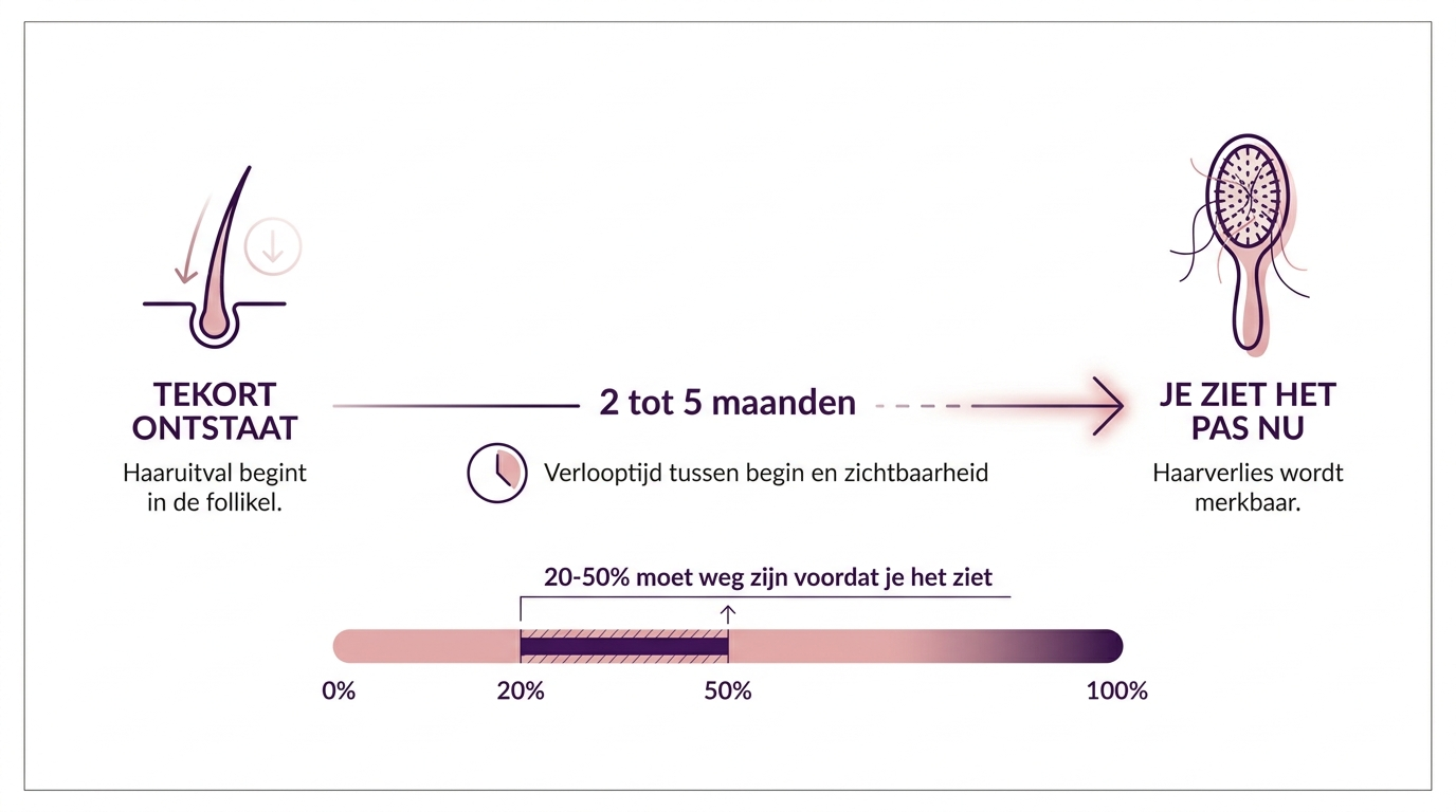 Tijdlijn: een tekort zie je pas 2 tot 5 maanden later in je haar