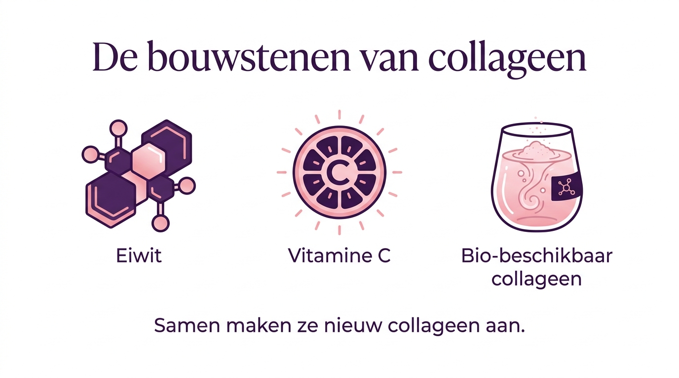 De bouwstenen van collageen: eiwit, vitamine C en bio-beschikbaar collageen